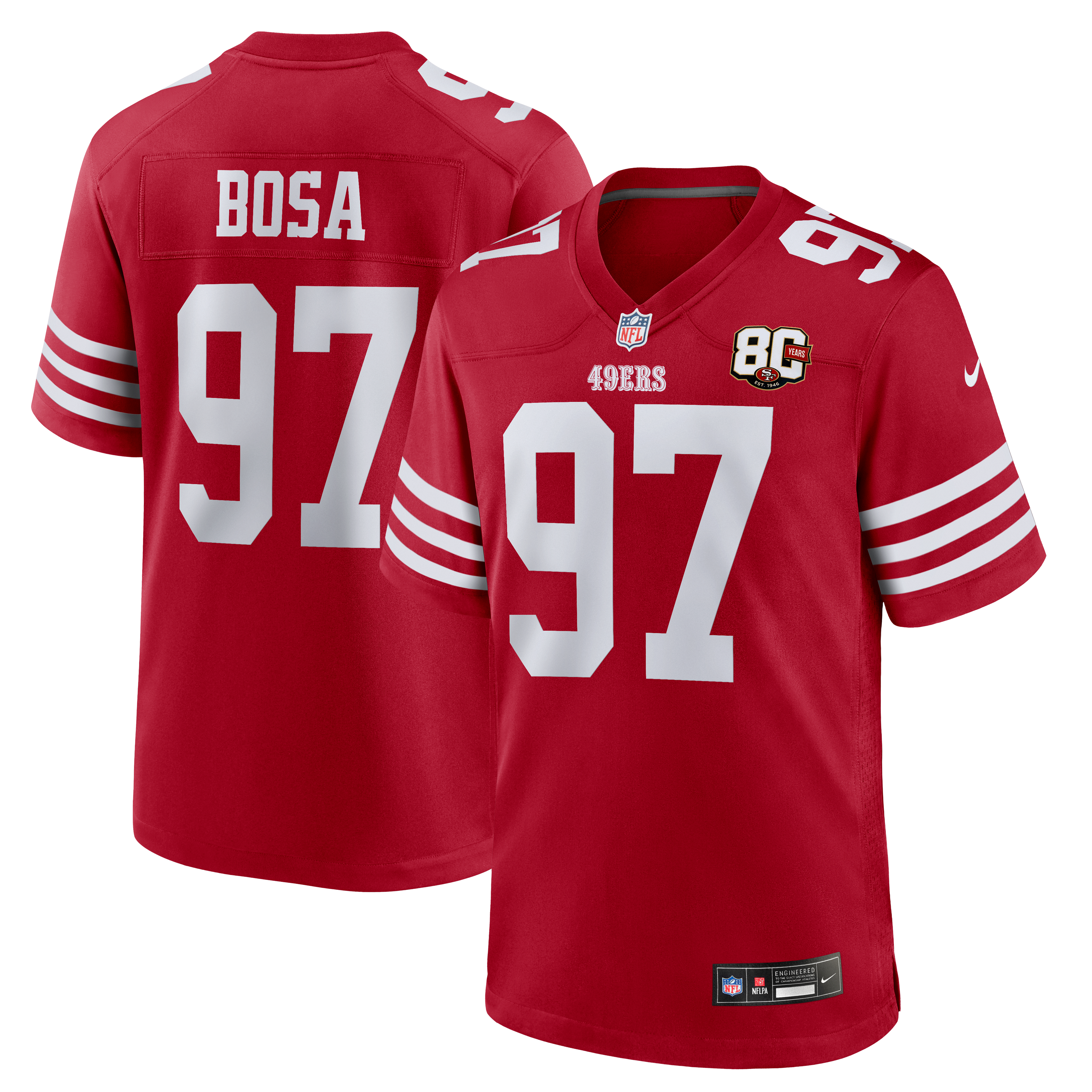 Nick Bosa San Francisco 49ers Game Jersey Scarlet NFL Football Fan Wear