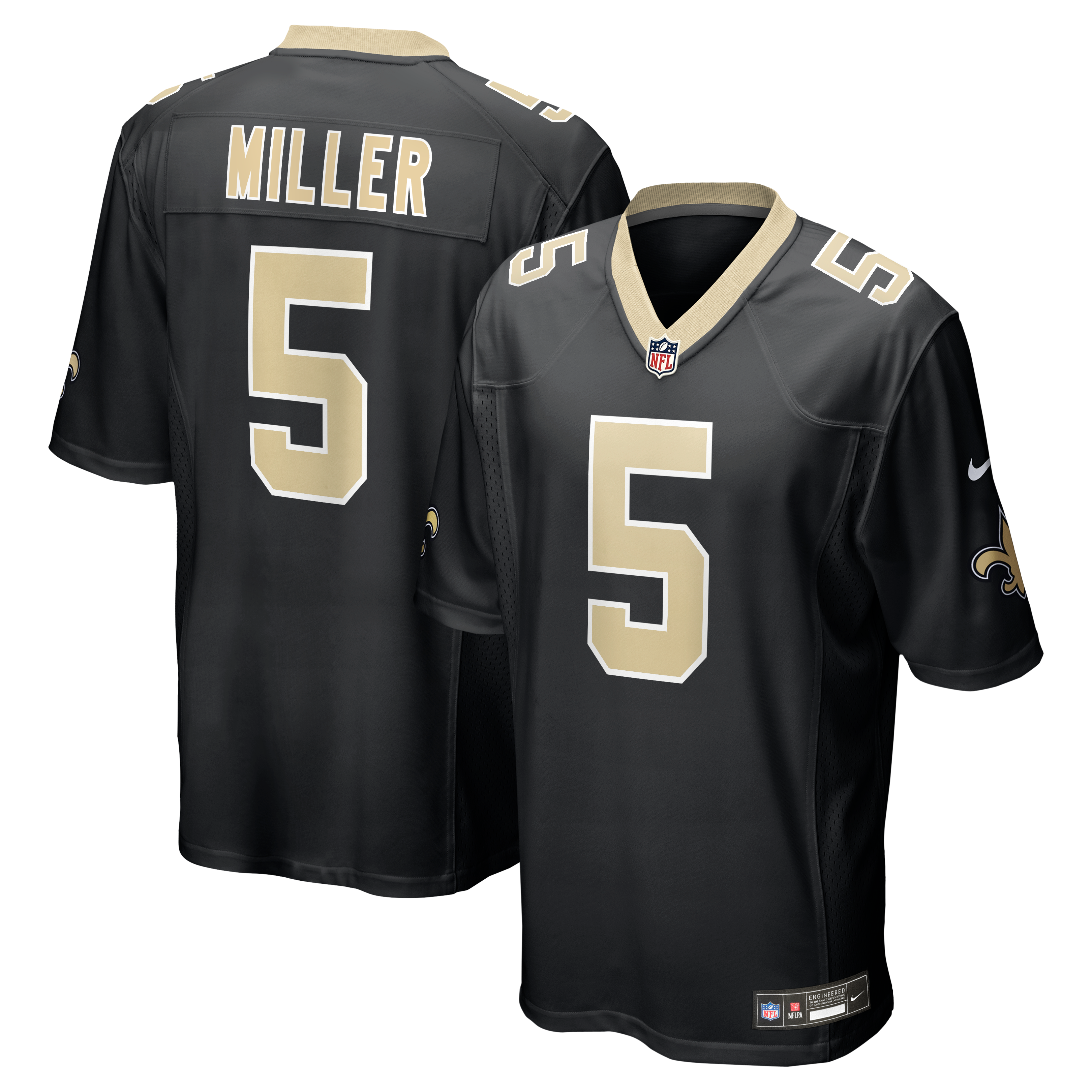 Kendre Miller New Orleans Saints Game Jersey Black NFL Football Fan Wear