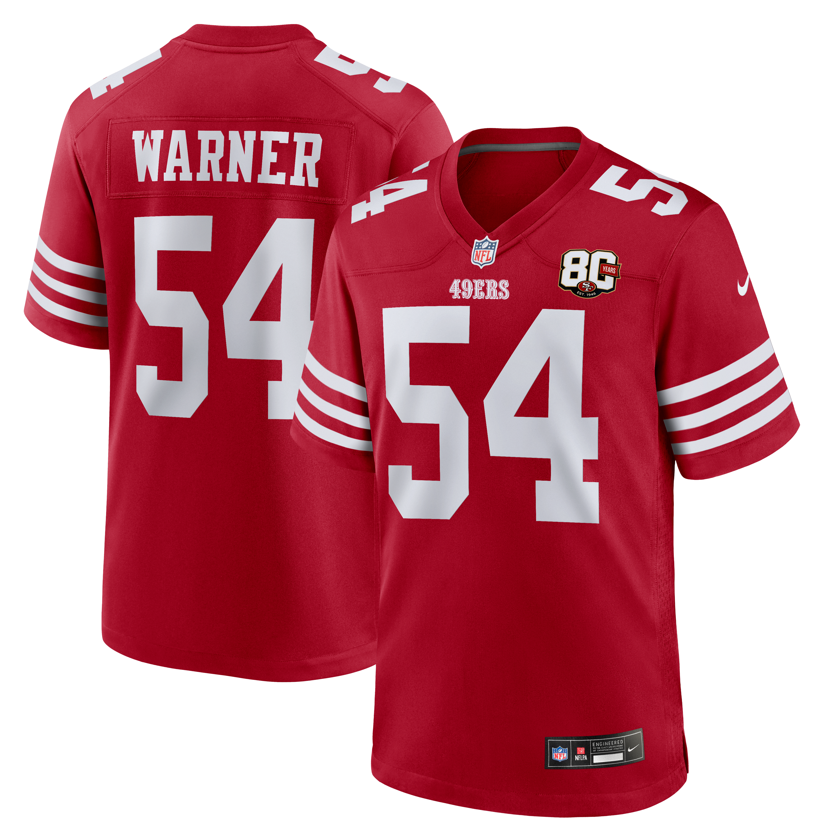 Fred Warner San Francisco 49ers Game Jersey Scarlet NFL Football Fan Wear