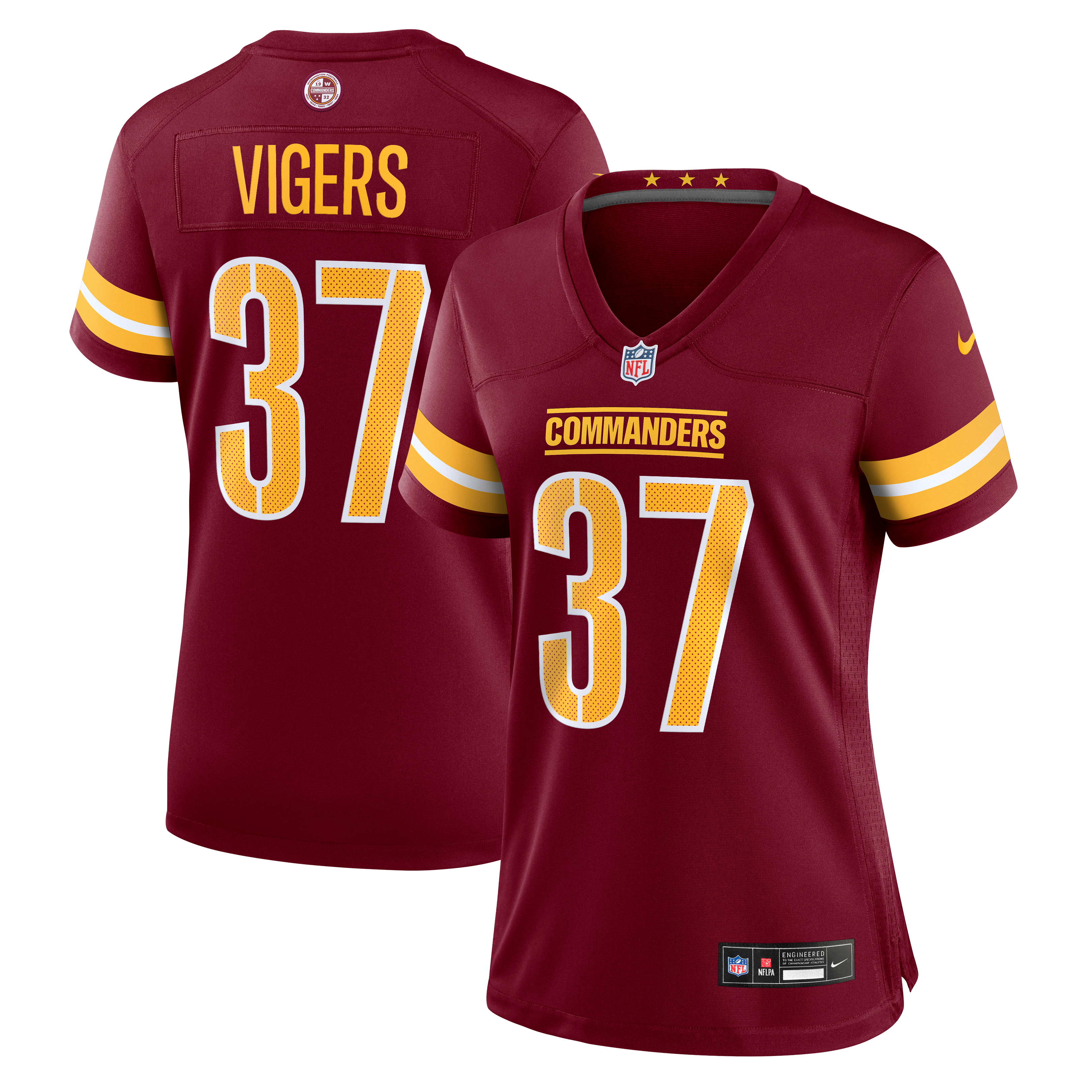 Car'lin Vigers Washington Commanders Game Jersey Burgundy NFL Football Fan Wear