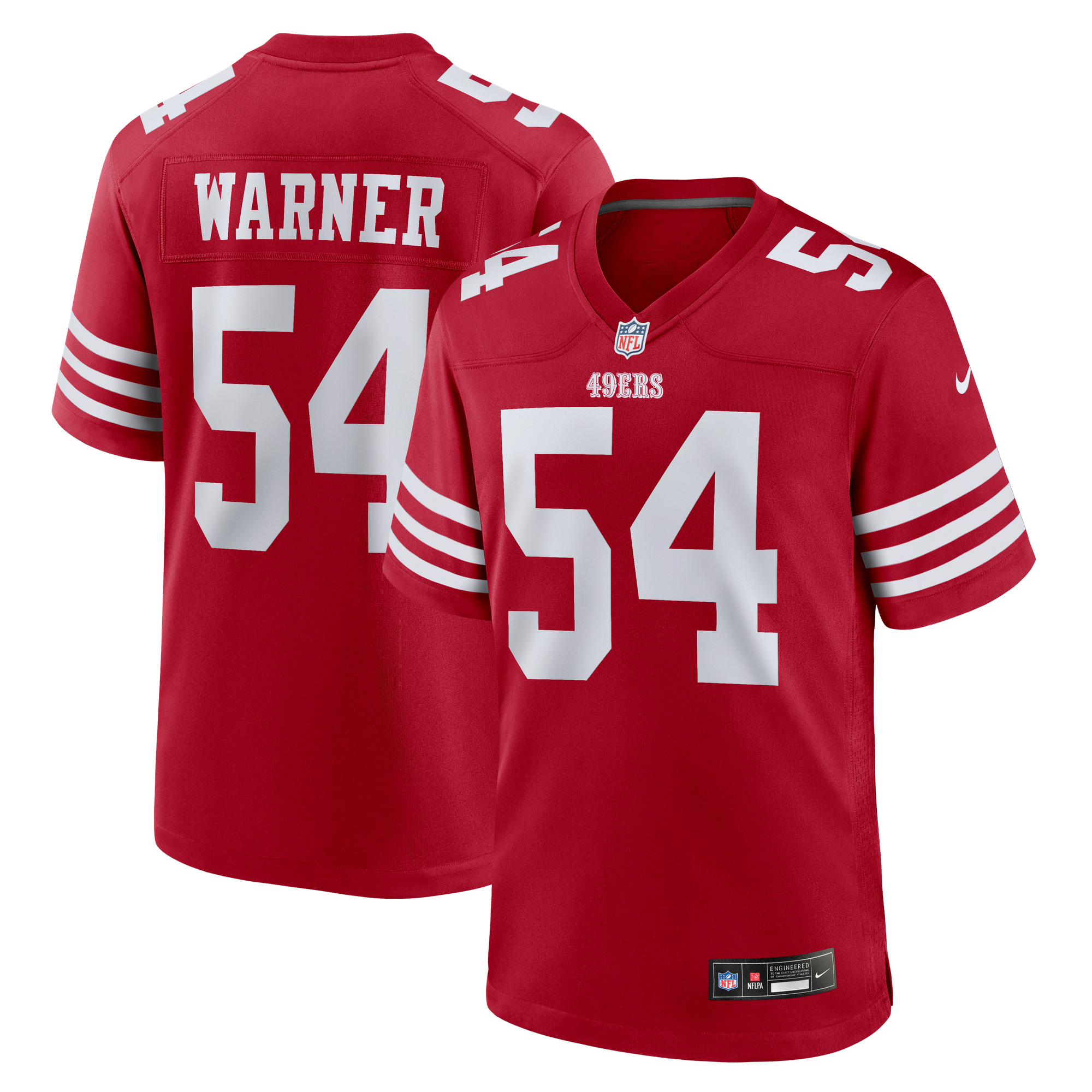 American Fred Warner San Francisco 49ers Player Jersey Scarlet NFL Football Fan Wear