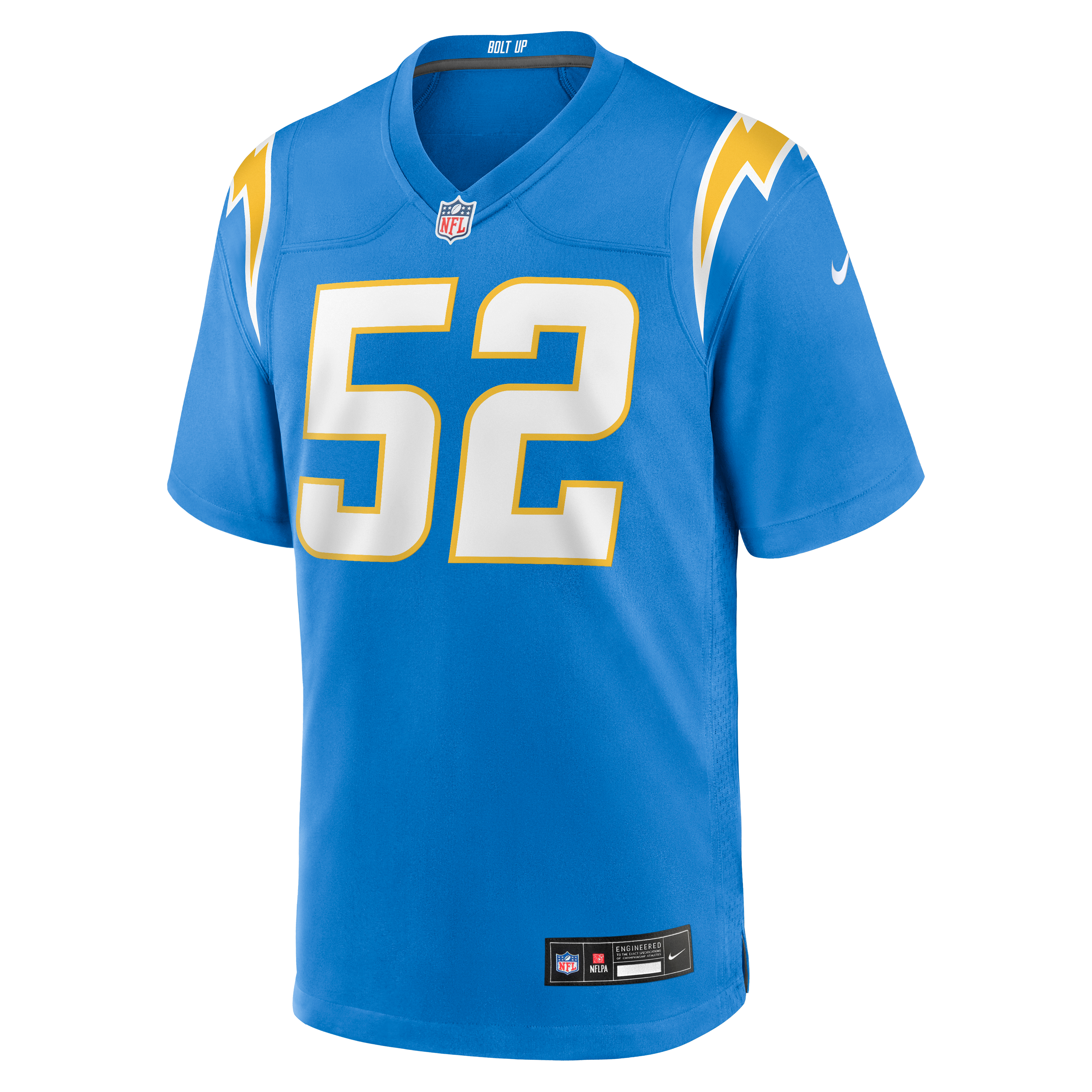 Khalil Mack Los Angeles Chargers Game Jersey Powder Blue NFL Football Fan Wear Khalil Mack
