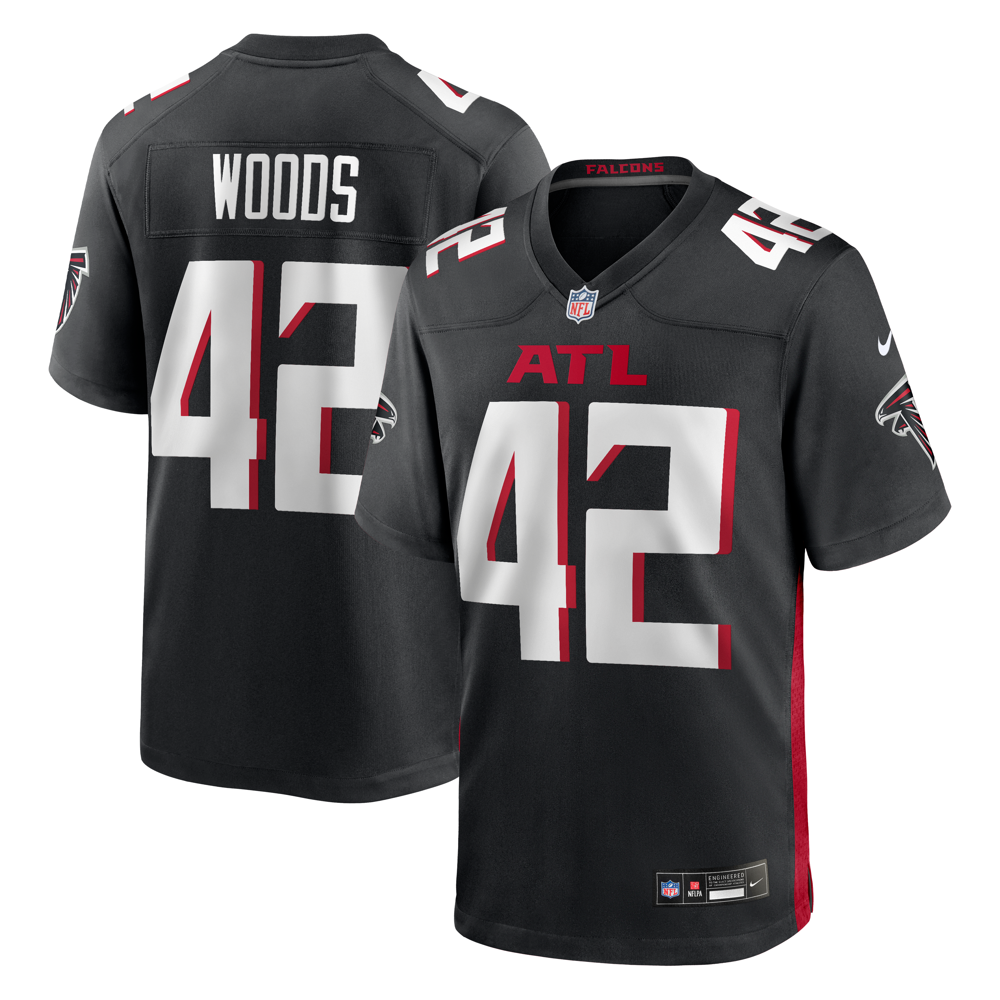 Josh Woods Atlanta Falcons Game Jersey Black NFL Football Fan Wear