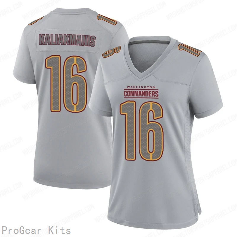 Athan Kaliakmanis Atmosphere Washington Commanders Game Jersey No.16 Gray NFL Football Fan Wear
