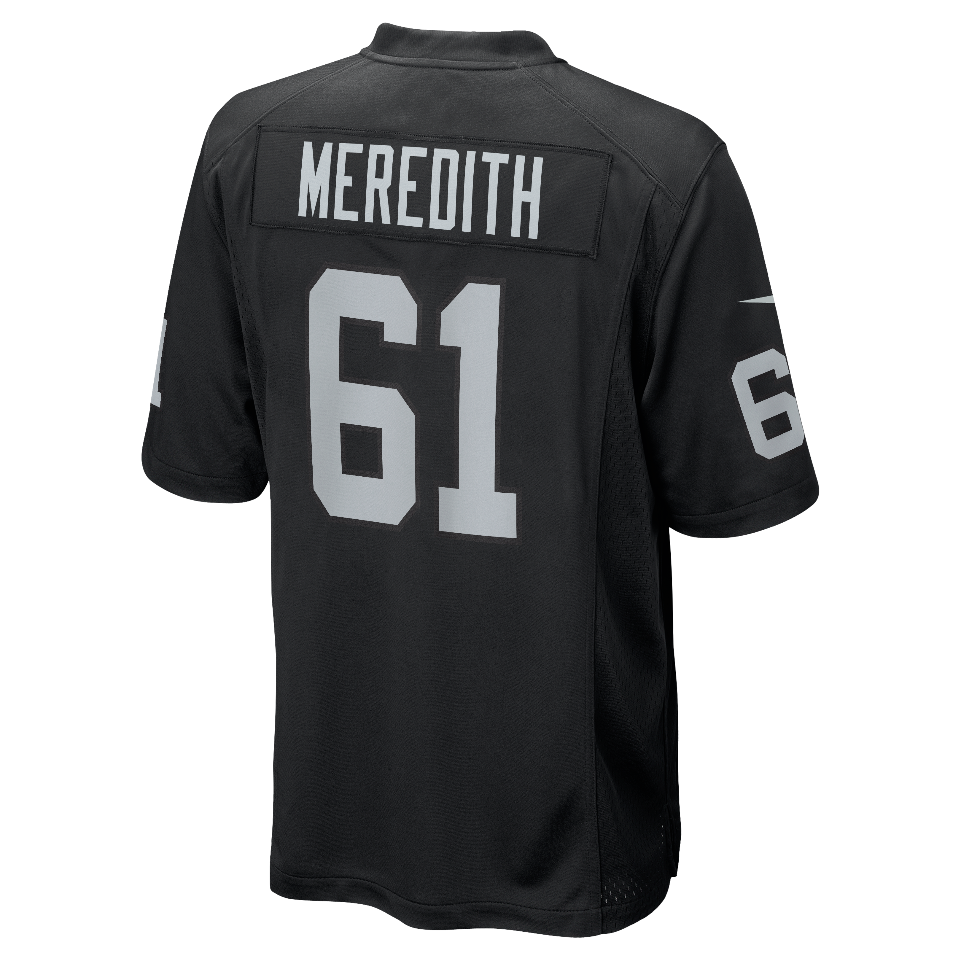 Jordan Meredith Las Vegas Raiders Player Jersey Black NFL Football Fan Wear