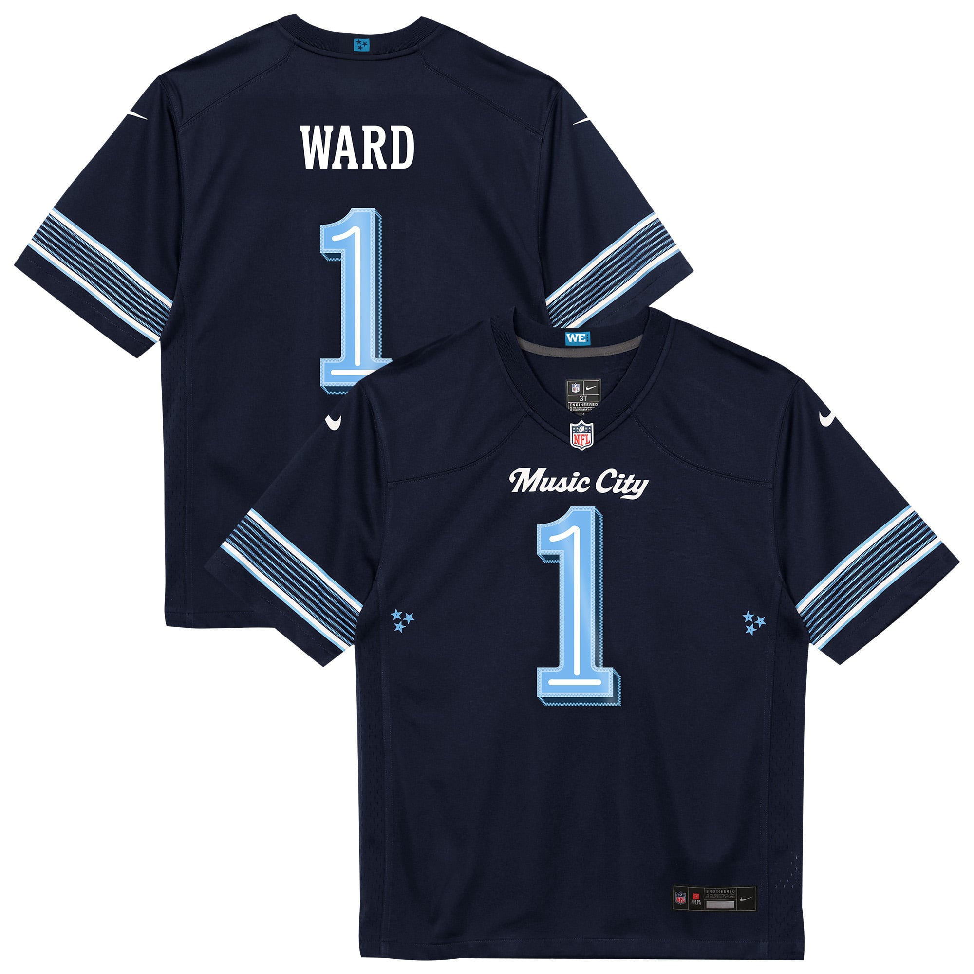Cameron Ward Tennessee Titans Game Jersey Navy NFL Football Fan Wear