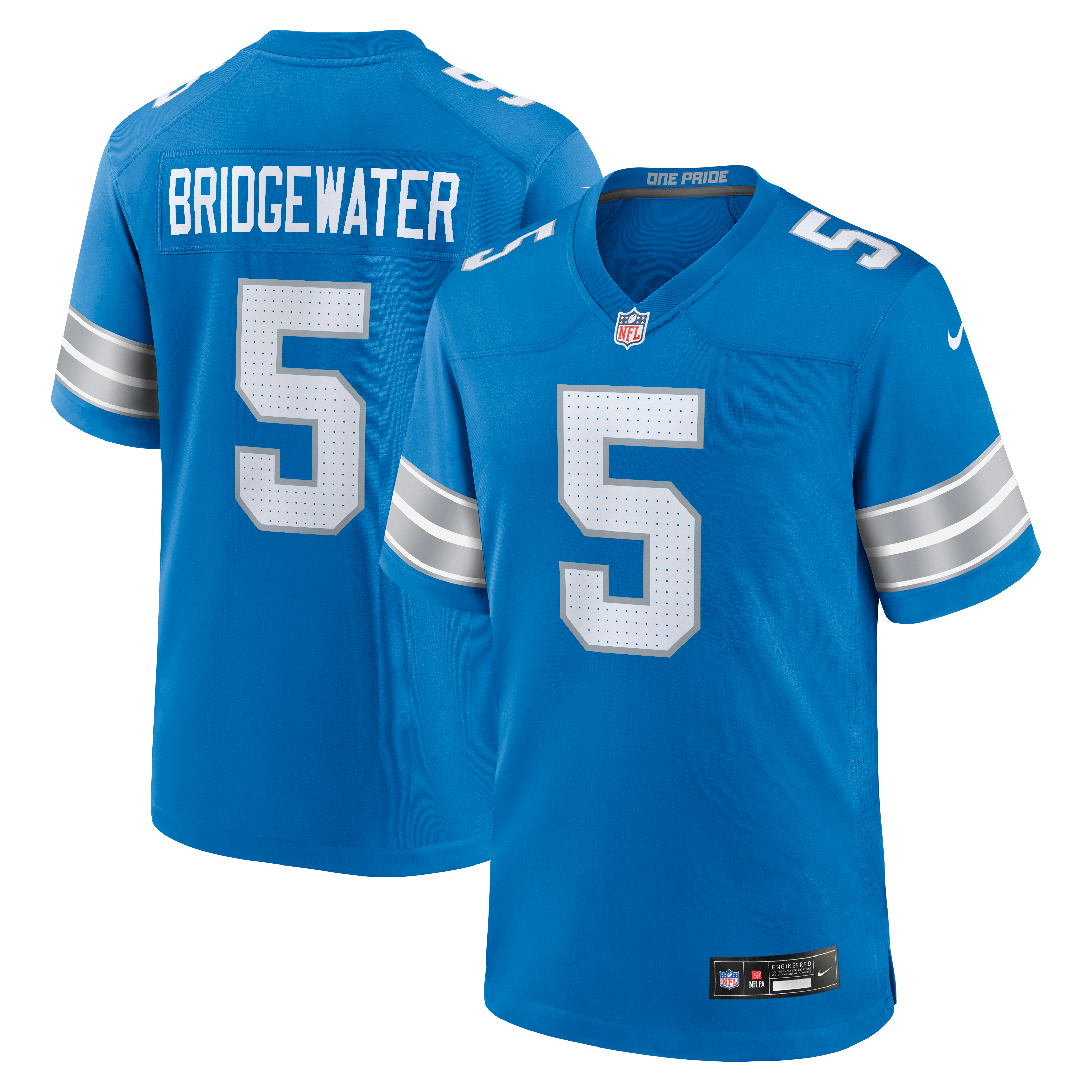 Teddy Bridgewater Detroit Lions Game Jersey Blue NFL Football Fan Wear Teddy Bridgewater