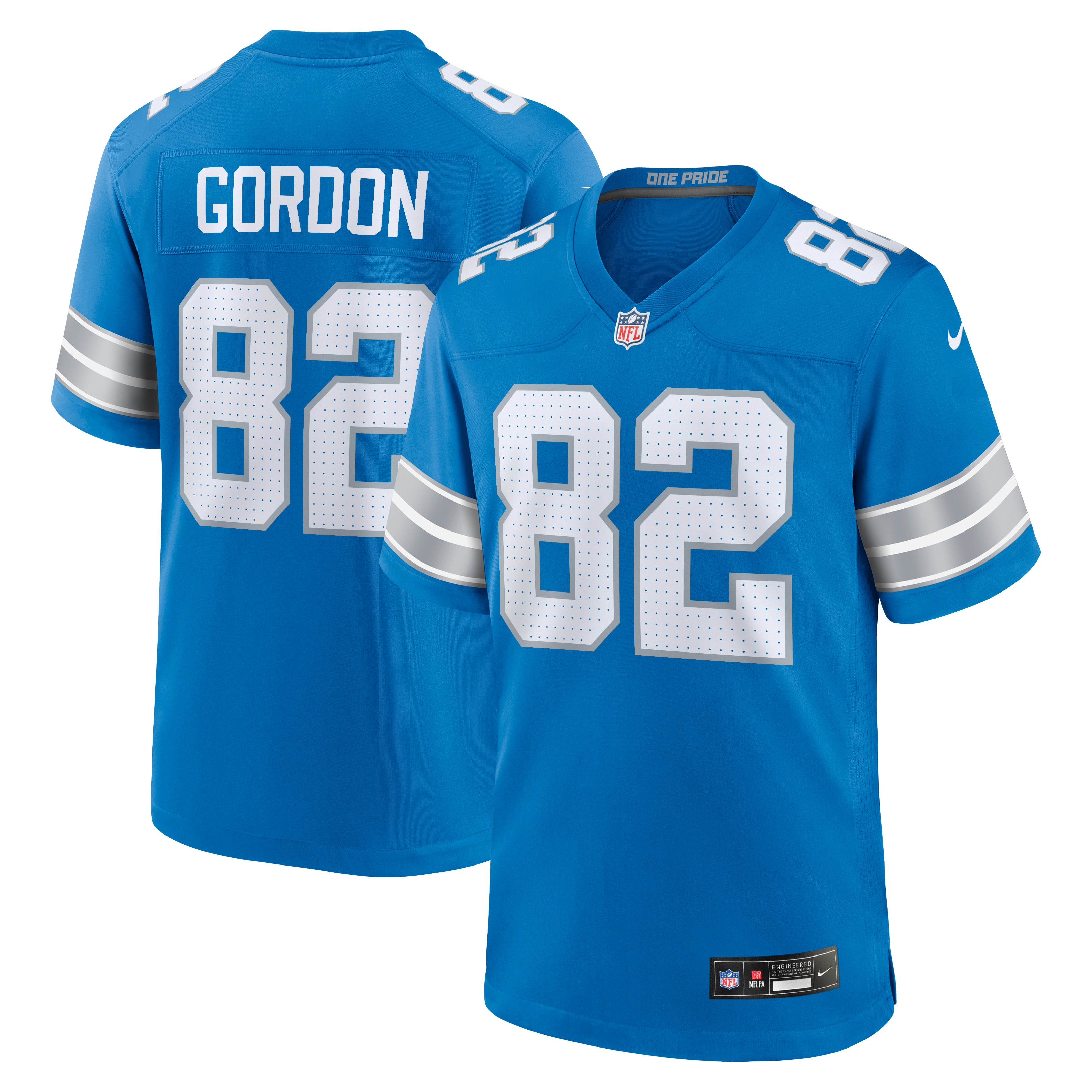Thomas Gordon Detroit Lions Game Jersey Blue NFL Football Fan Wear Thomas Gordon