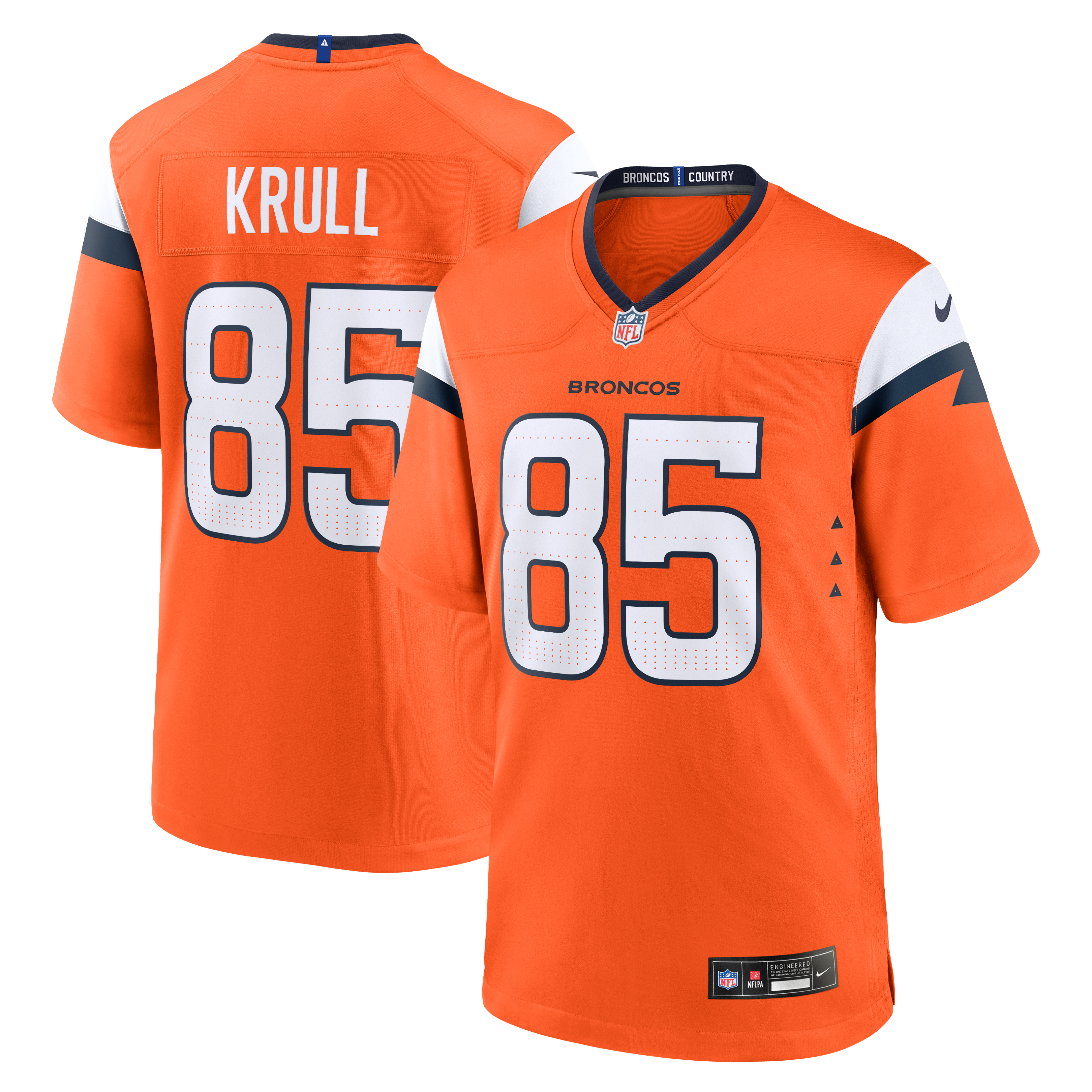Lucas Krull Denver Broncos Game Jersey Orange NFL Football Fan Wear
