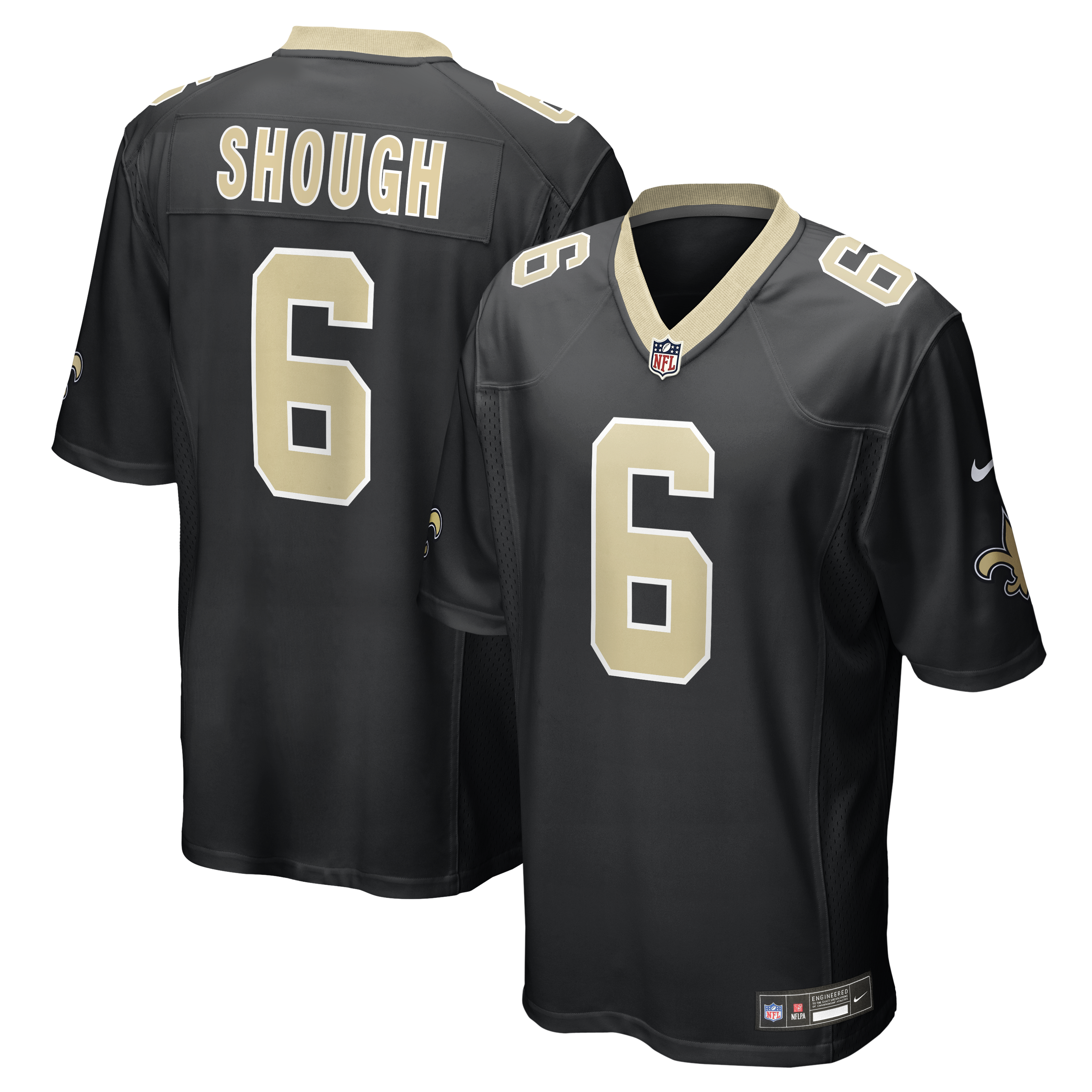 Tyler Shough New Orleans Saints Game Jersey Black NFL Football Fan Wear