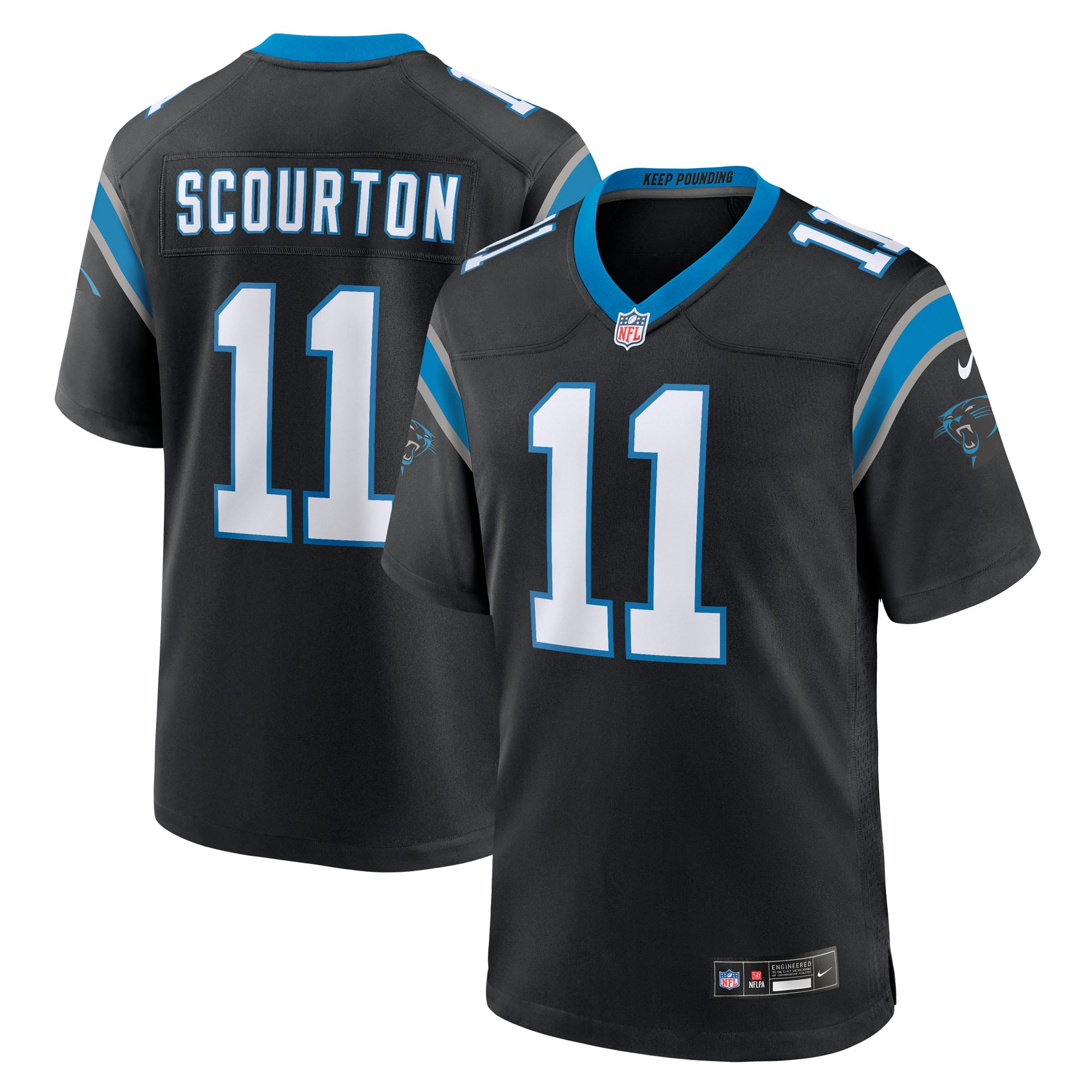 Nic Scourton Carolina Panthers Game Jersey Black NFL Football Fan Wear