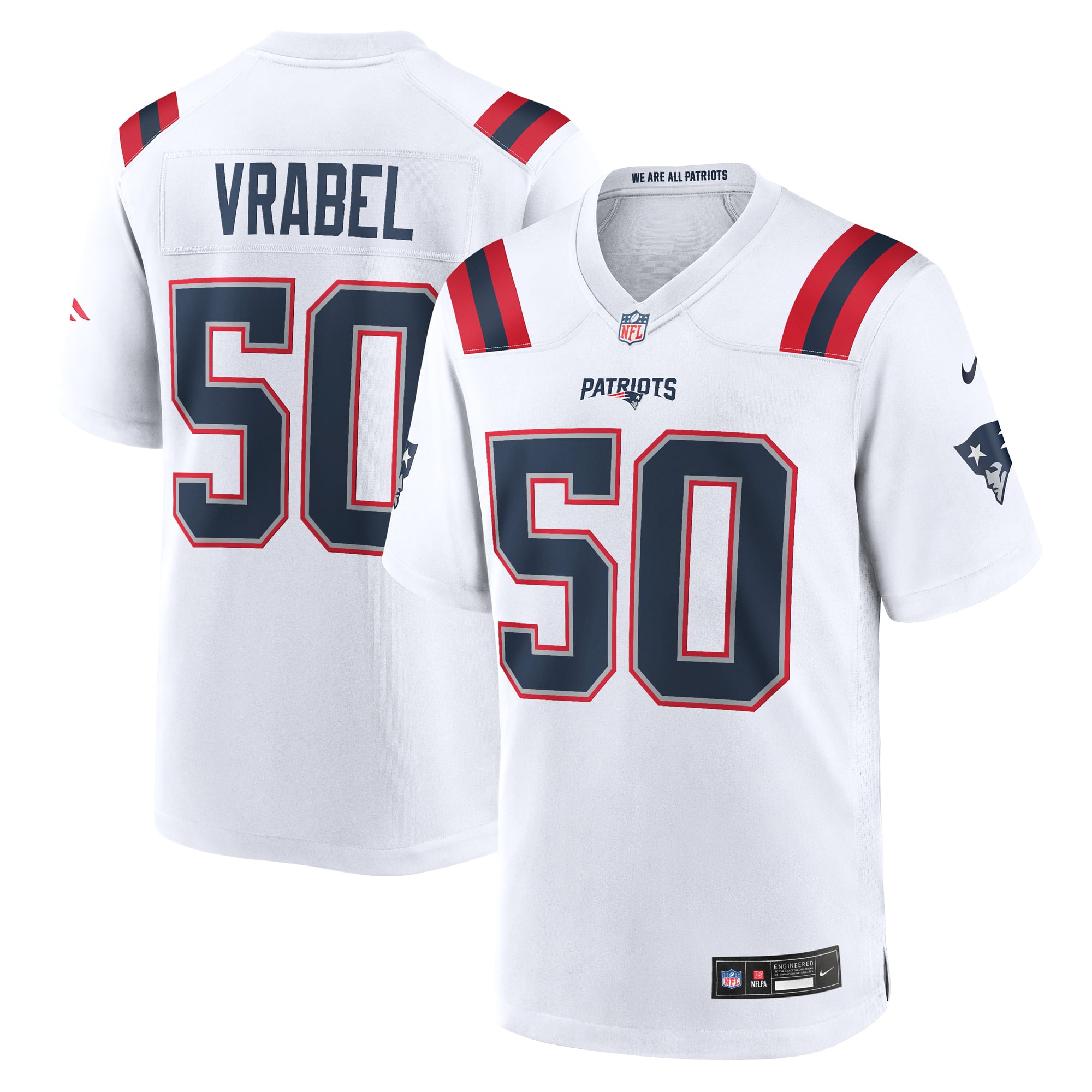 Mike Vrabel New England Patriots Game Jersey White NFL Football Fan Wear