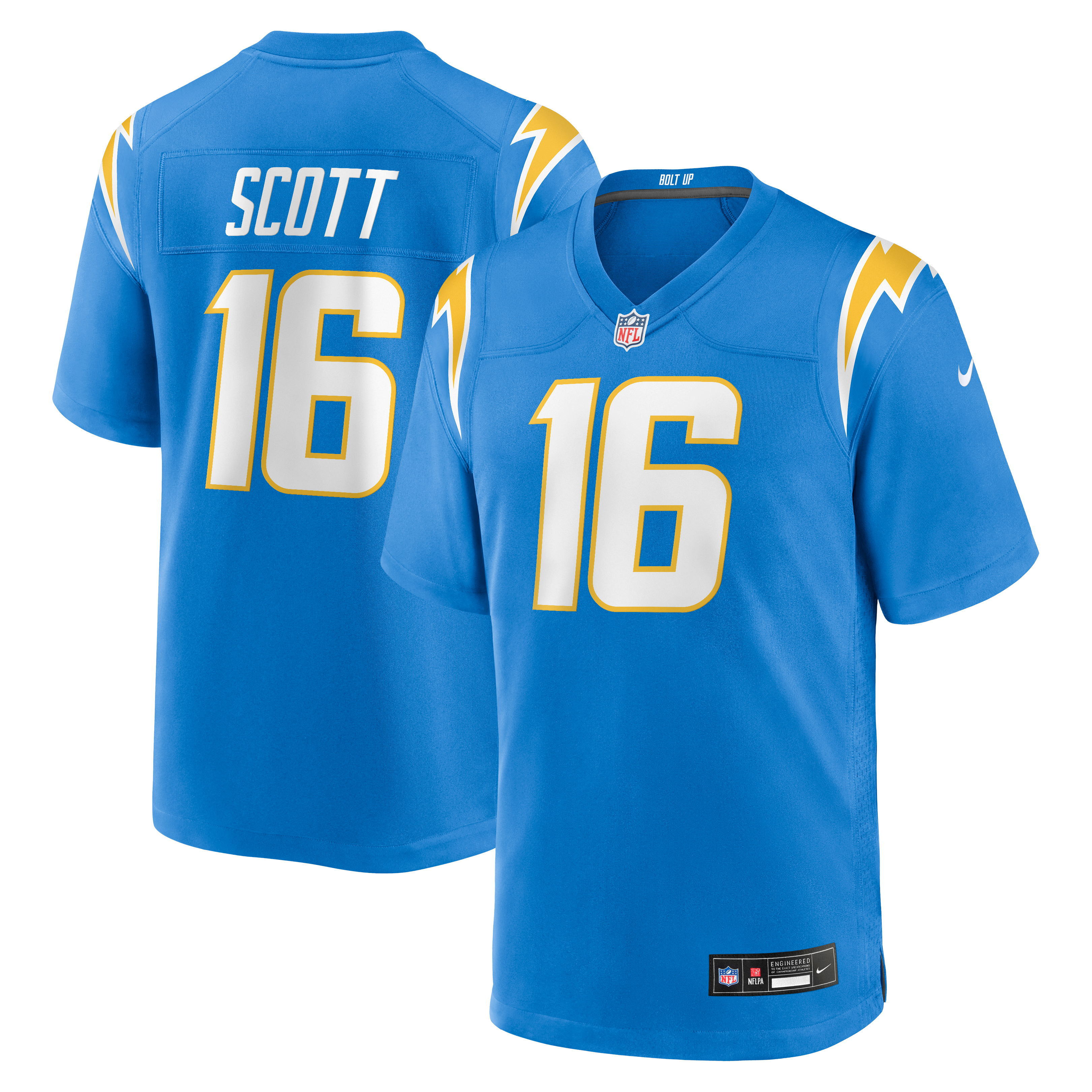 JK Scott Los Angeles Chargers Game Jersey Powder Blue NFL Football Fan Wear