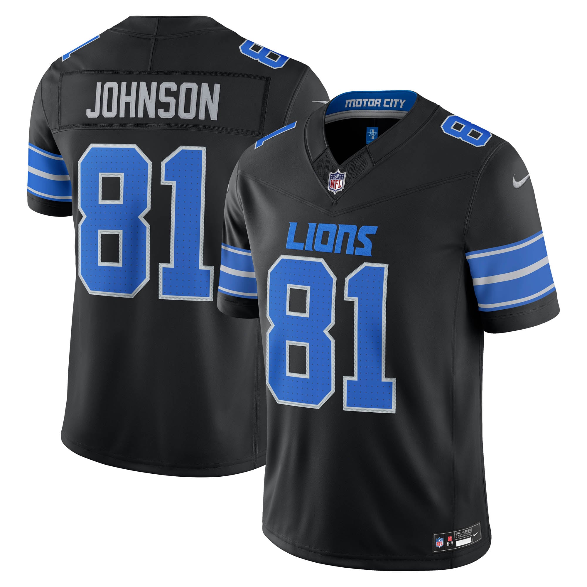Calvin Johnson Retired Detroit Lions Alternate Jersey Black NFL Football Fan Wear
