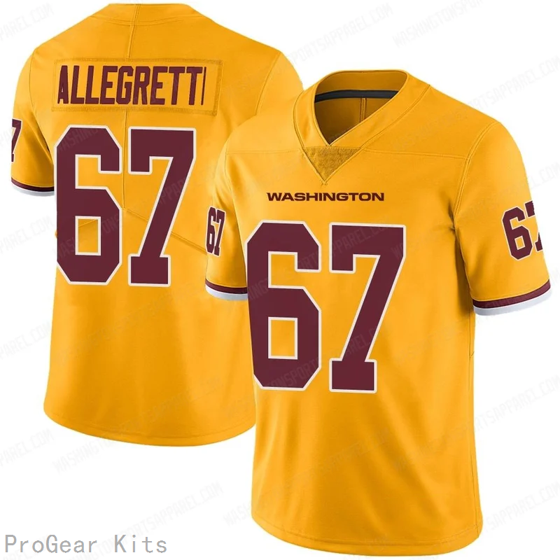 Nick Allegretti Rush Washington Commanders Jersey No.67 Gold NFL Football Fan Wear Nick Allegretti Rush