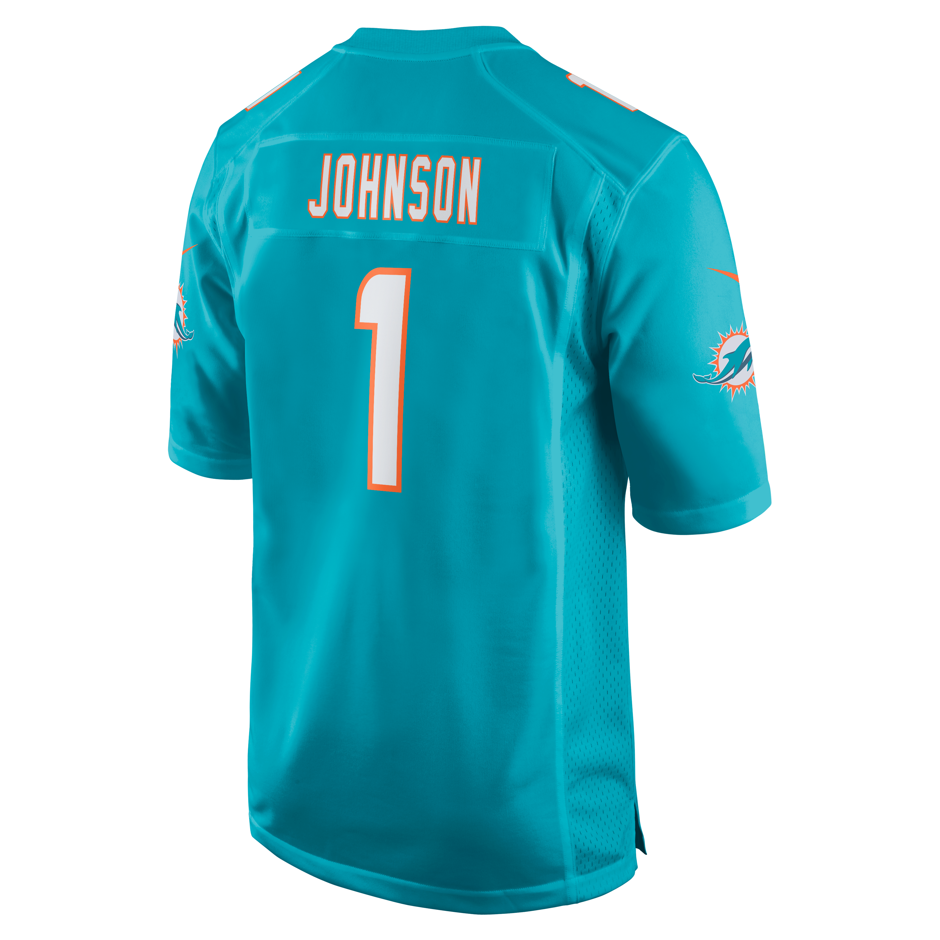 Chris Johnson Miami Dolphins Game Jersey Aqua NFL Football Fan Wear Chris Johnson