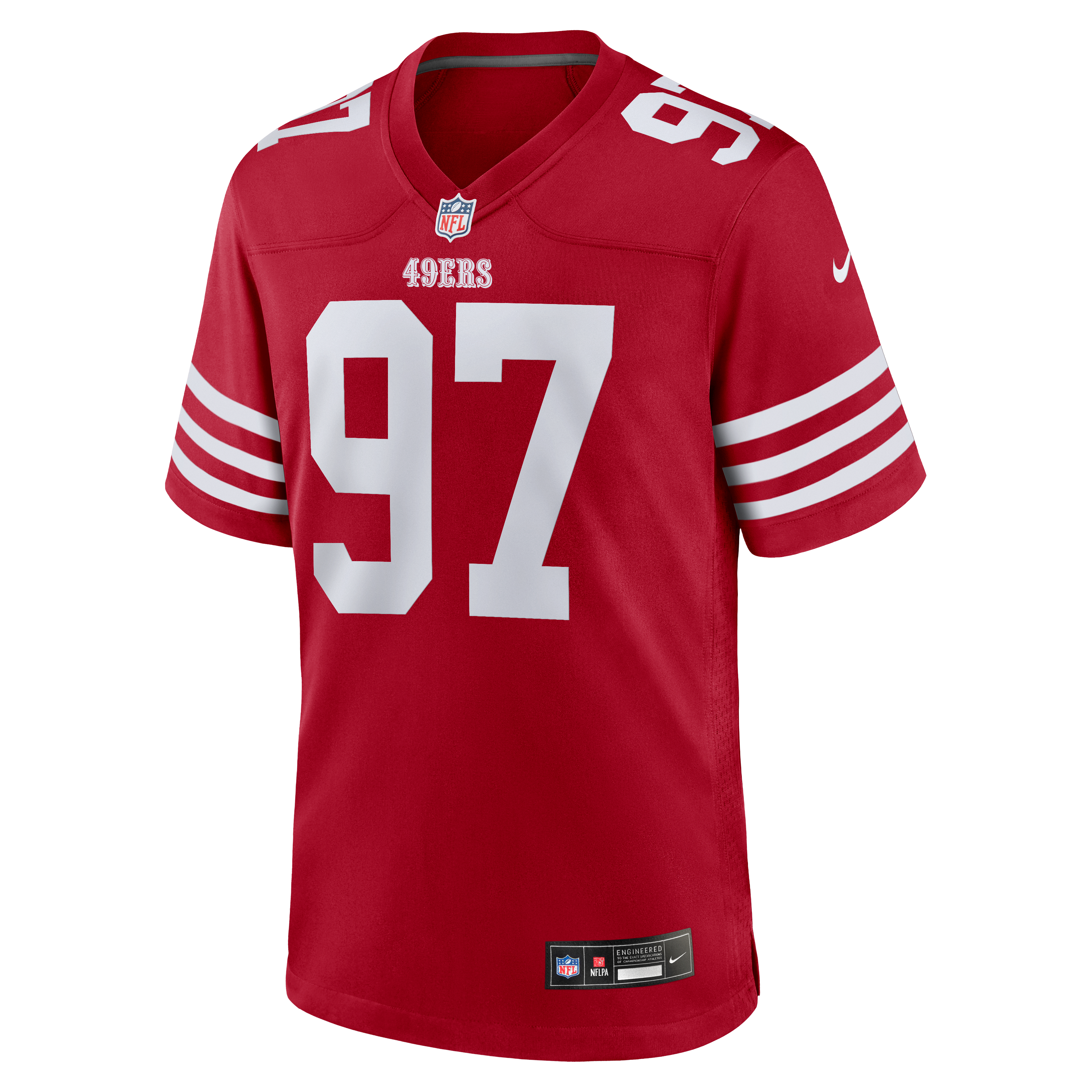 Nick Bosa Performance San Francisco 49ers Player Jersey No.97 Scarlet NFL Football Fan Wear Nick Bosa Performance