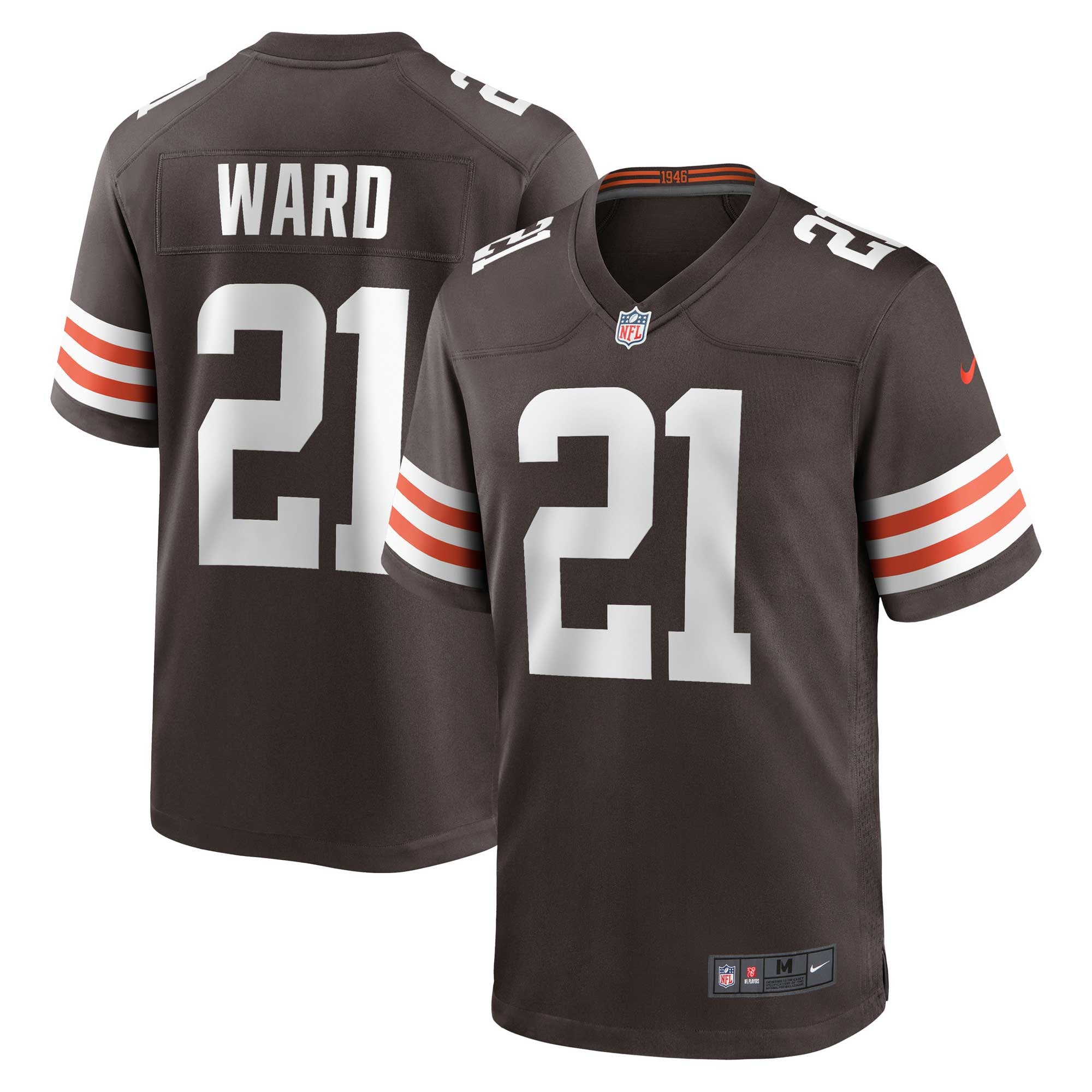 Denzel Ward Cleveland Browns Game Jersey Brown NFL Football Fan Wear Denzel Ward