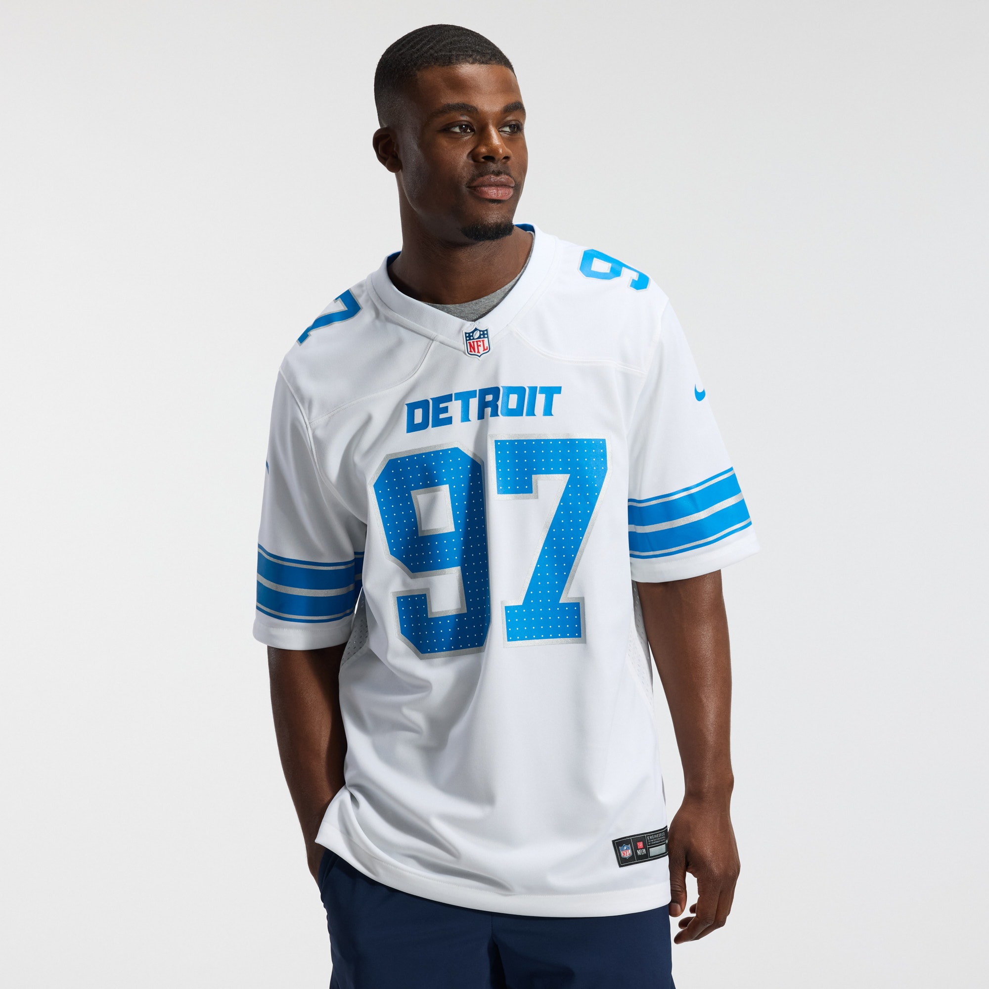 Aidan Hutchinson Detroit Lions Game Jersey White NFL Football Fan Wear
