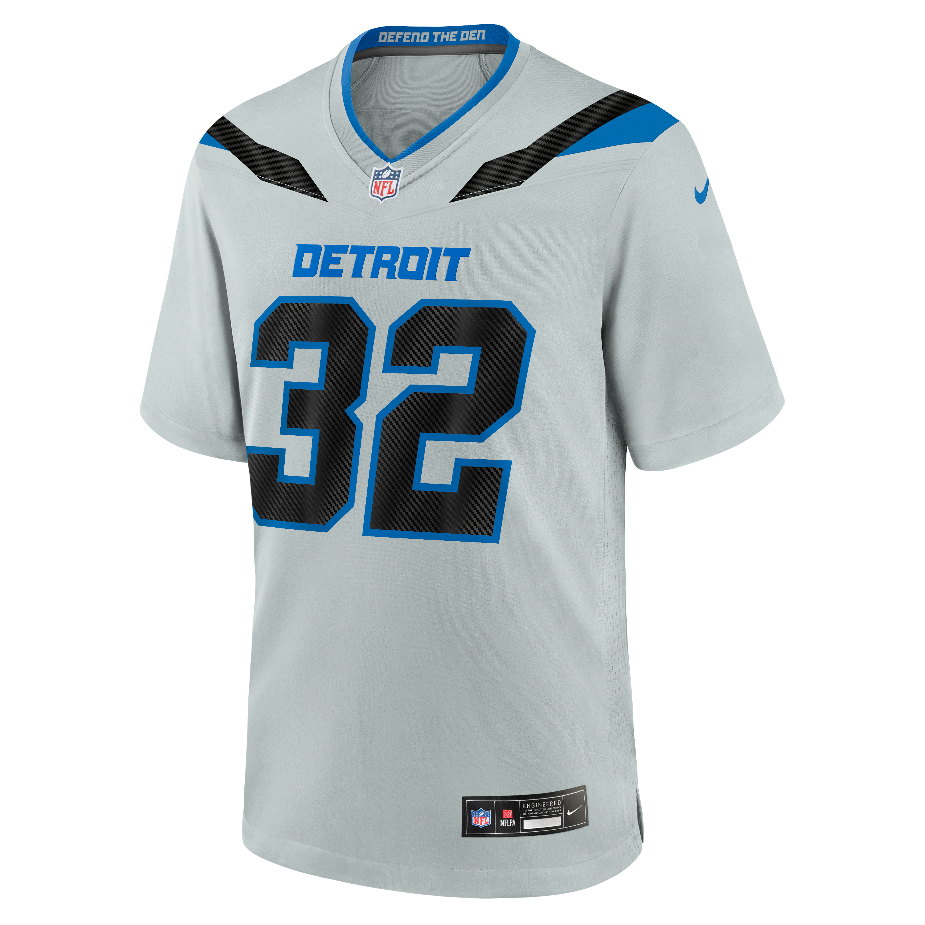 Brian Branch Detroit Lions Game Jersey Silver NFL Football Fan Wear