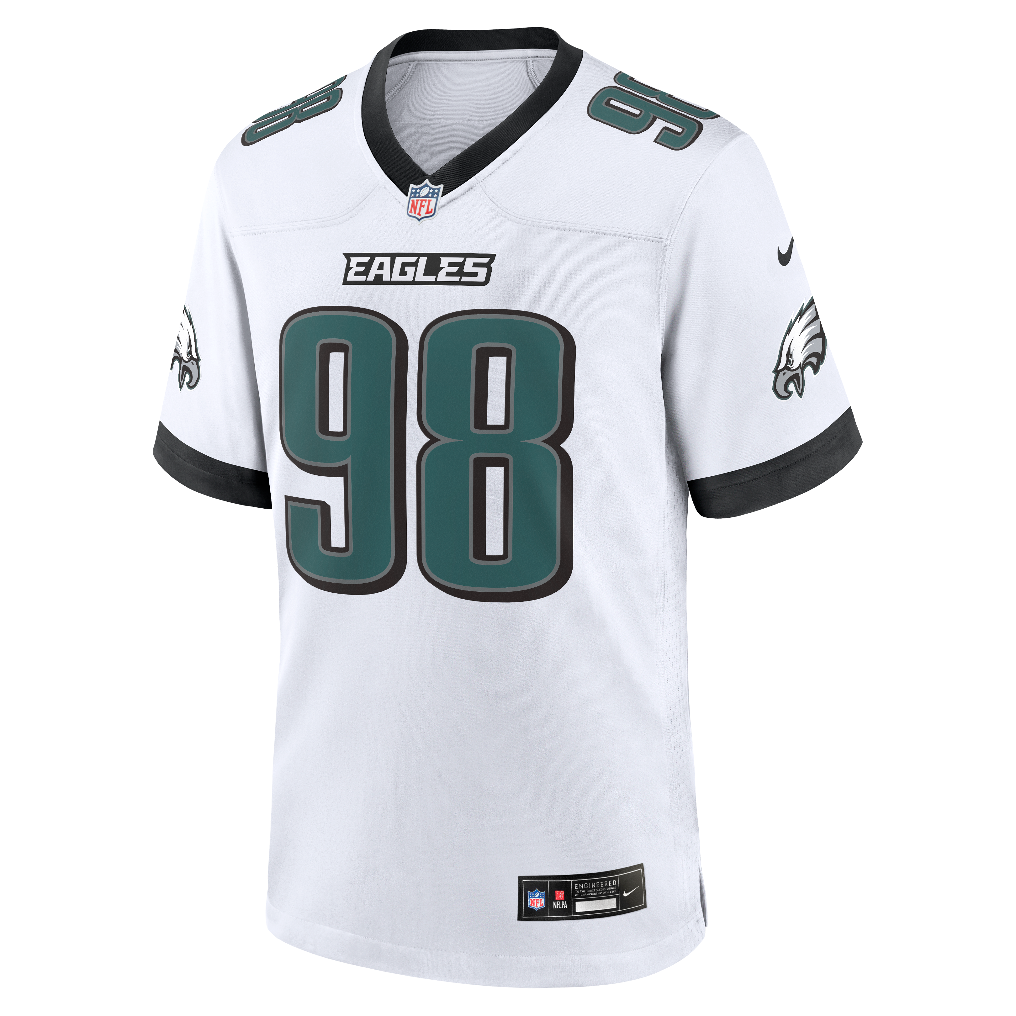 Jalen Carter Philadelphia Eagles Game Jersey White NFL Football Fan Wear Jalen Carter