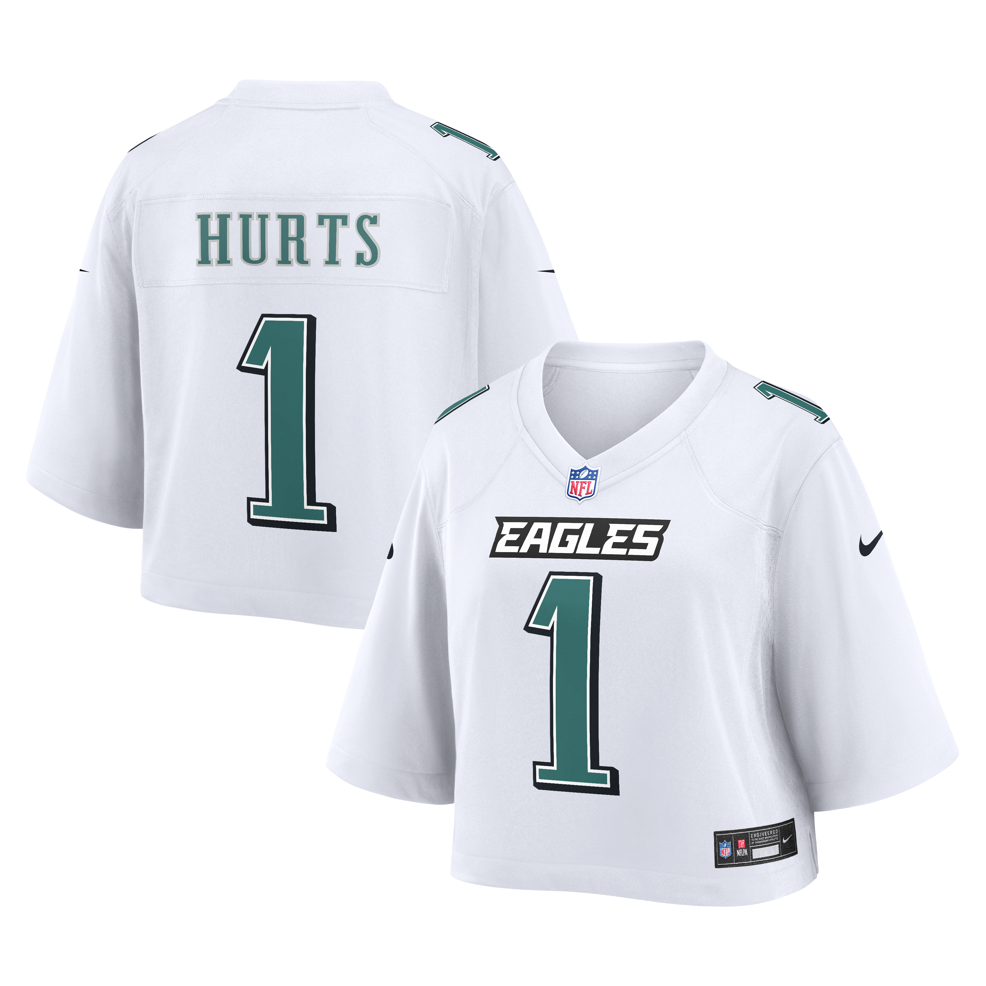 Cropped Jalen Hurts Philadelphia Eagles Game Jersey White NFL Football Fan Wear