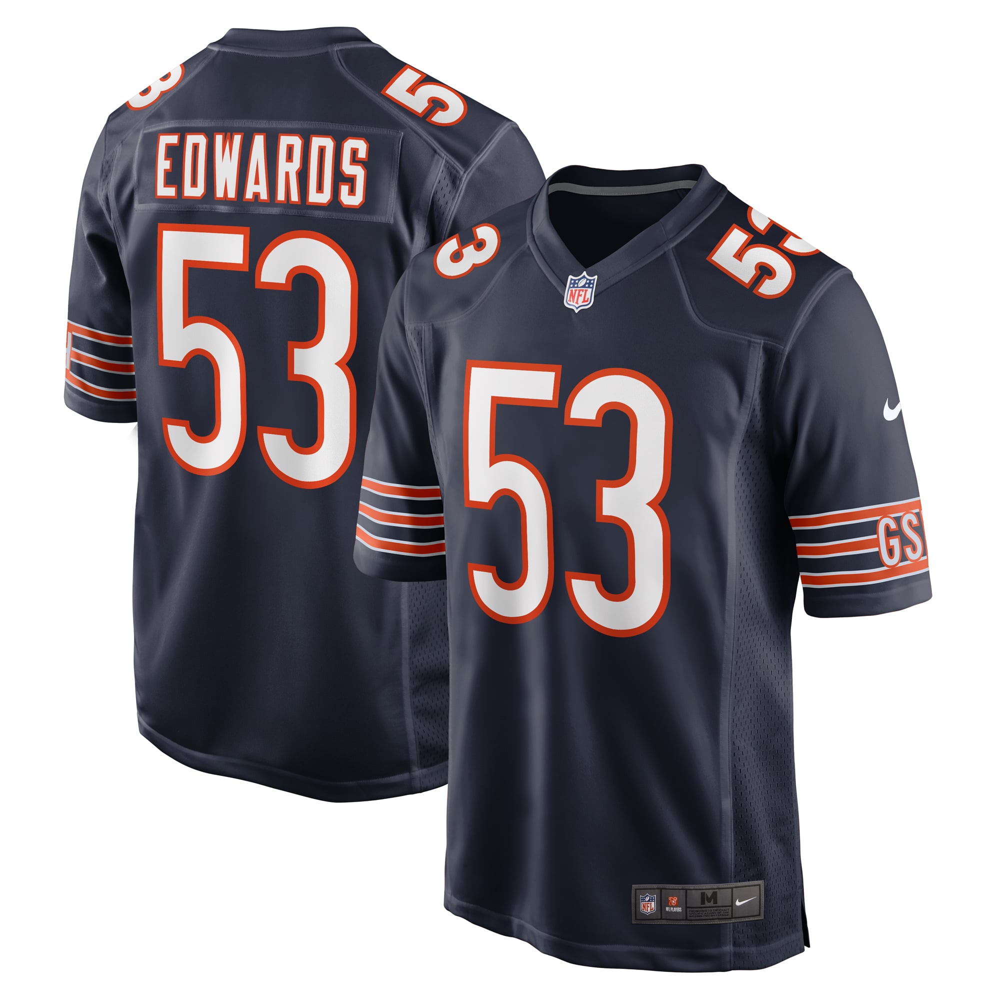 TJ Edwards Chicago Bears Player Jersey Navy NFL Football Fan Wear TJ Edwards