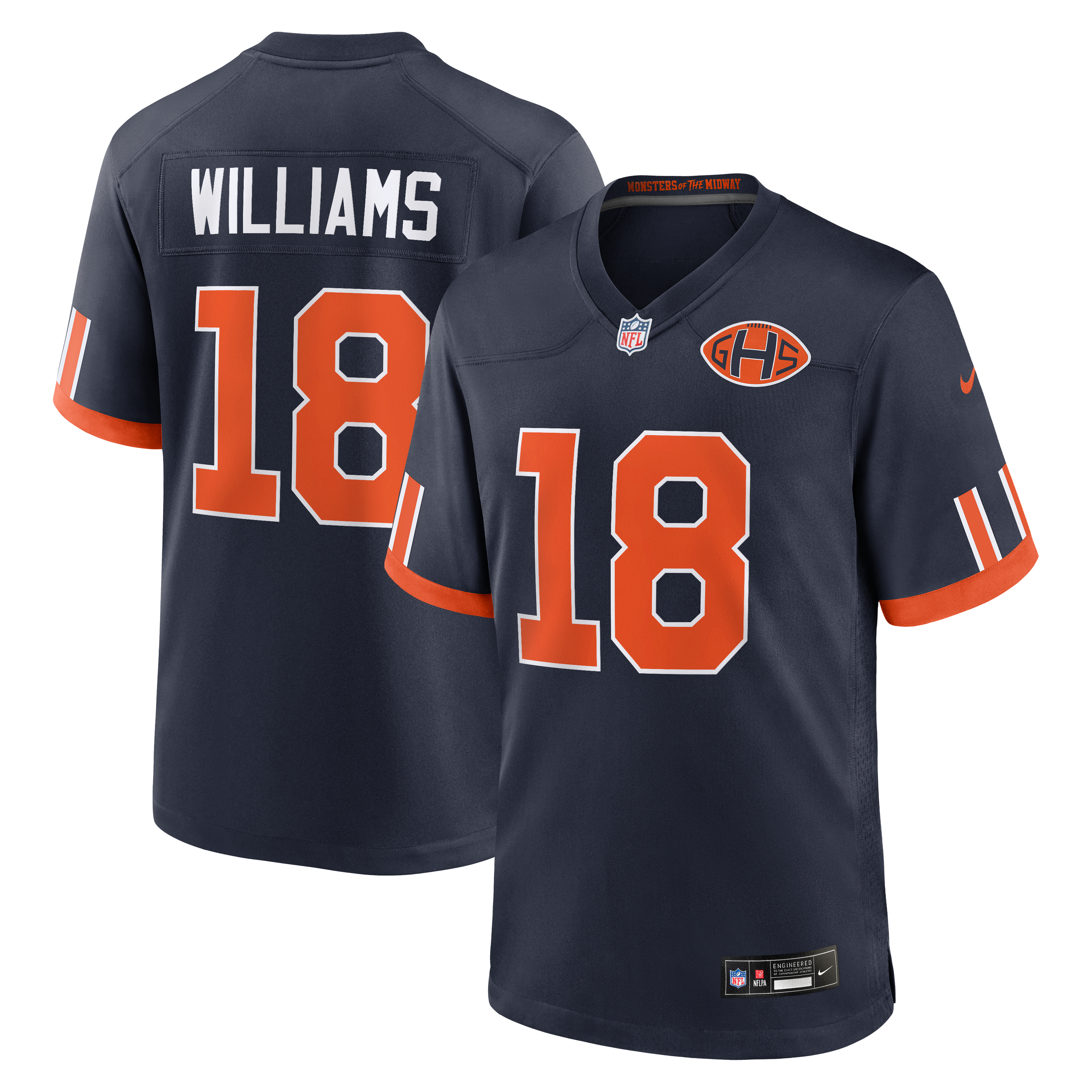Caleb Williams Chicago Bears Game Jersey Navy NFL Football Fan Wear Caleb Williams