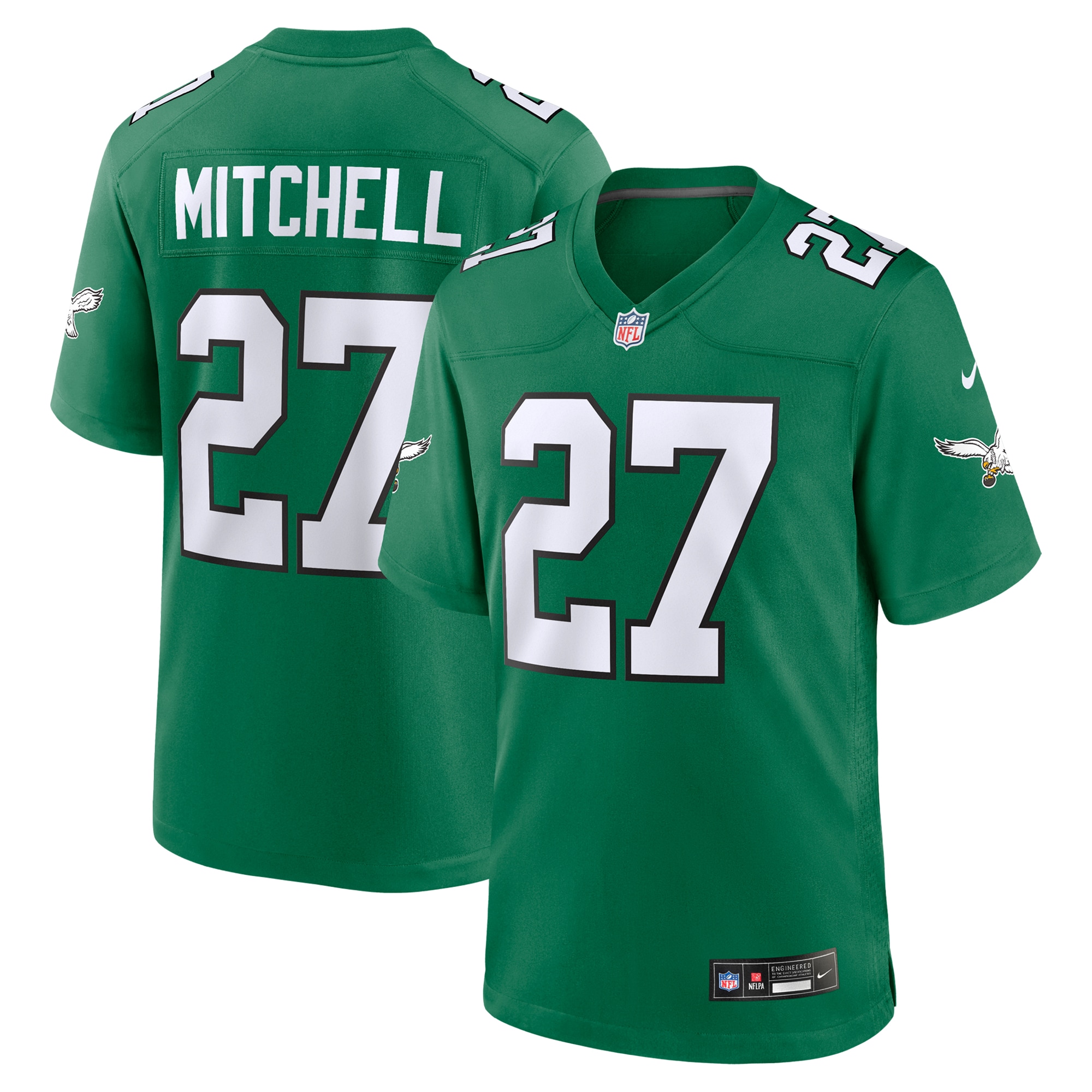 Quinyon Mitchell Philadelphia Eagles Game Jersey Kelly Green NFL Football Fan Wear