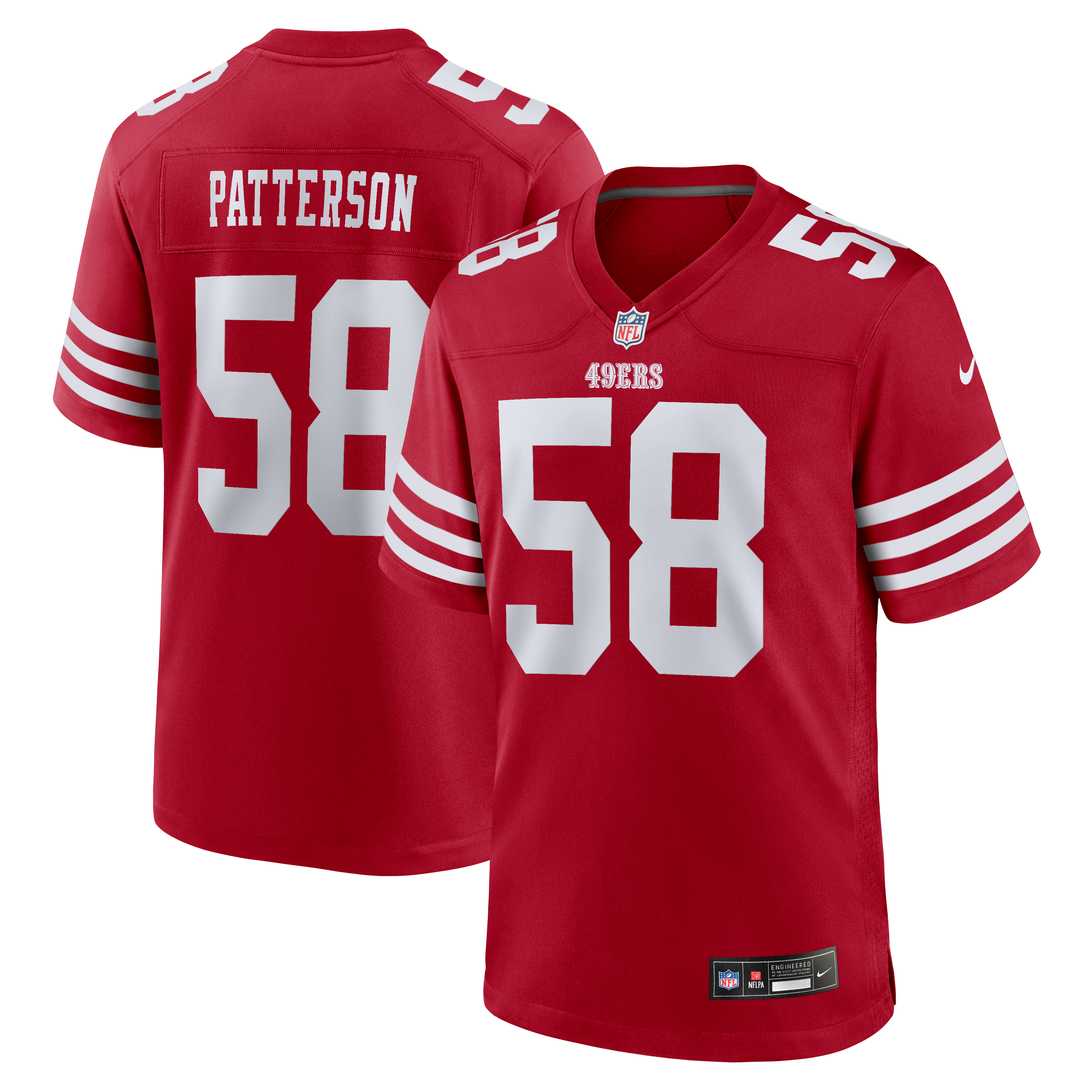Jarrett Patterson San Francisco 49ers Game Jersey Scarlet NFL Football Fan Wear