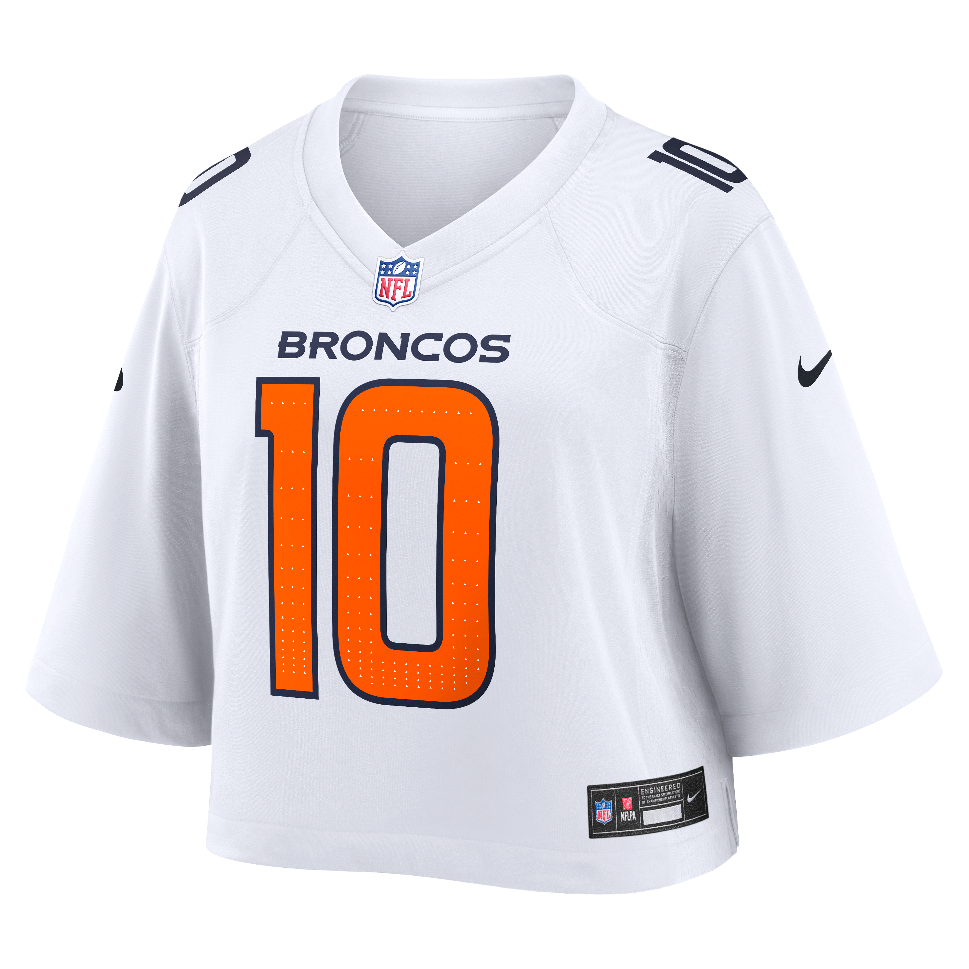 Bo Nix Cropped Denver Broncos Game Jersey White NFL Football Fan Wear Bo Nix Cropped