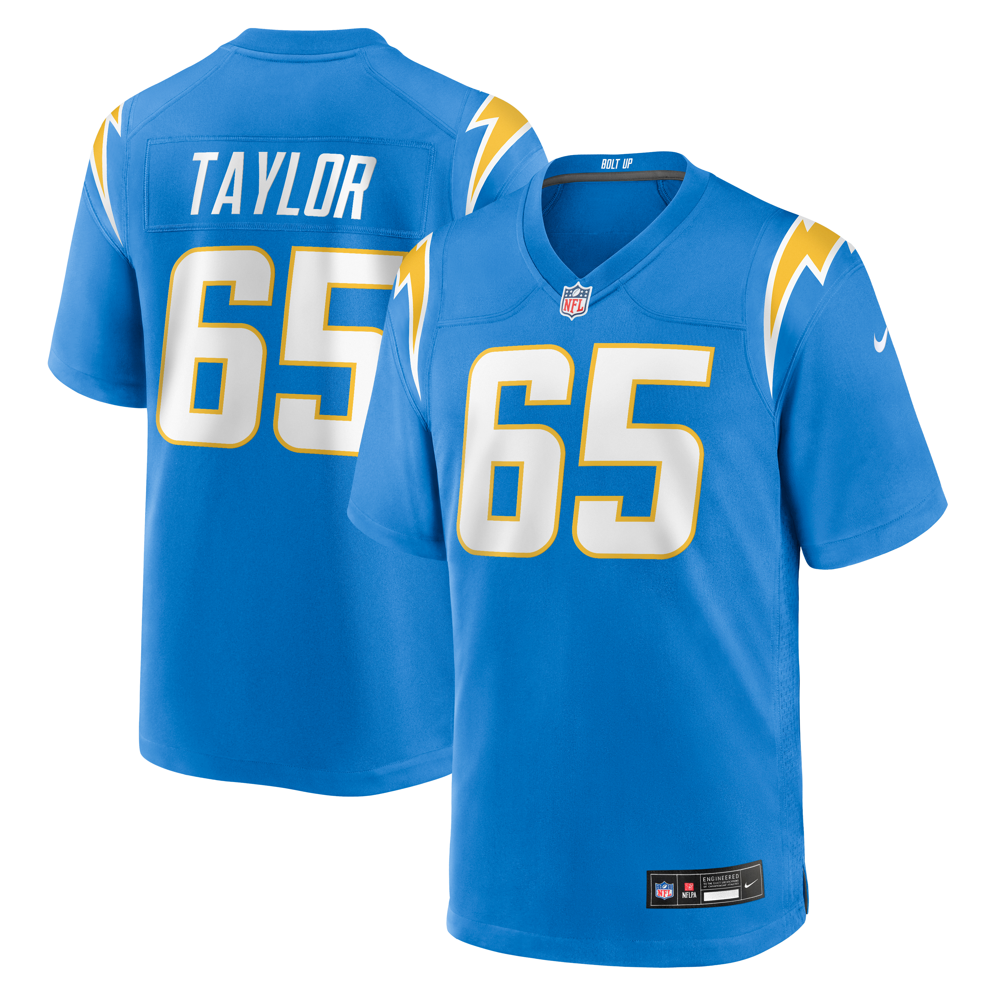 Logan Taylor Los Angeles Chargers Game Jersey Powder Blue NFL Football Fan Wear Logan Taylor