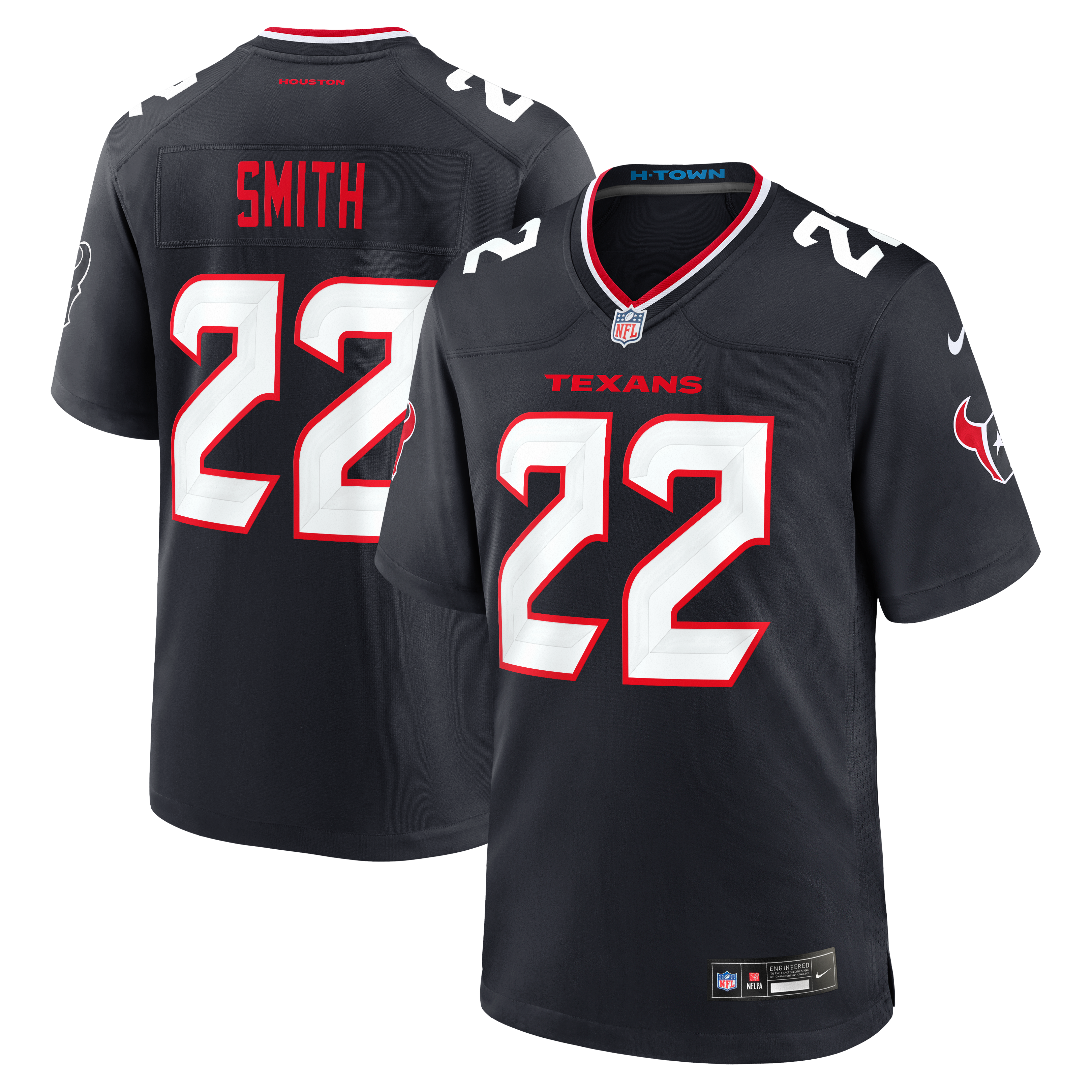 Jaylin Smith Houston Texans Game Jersey Navy NFL Football Fan Wear
