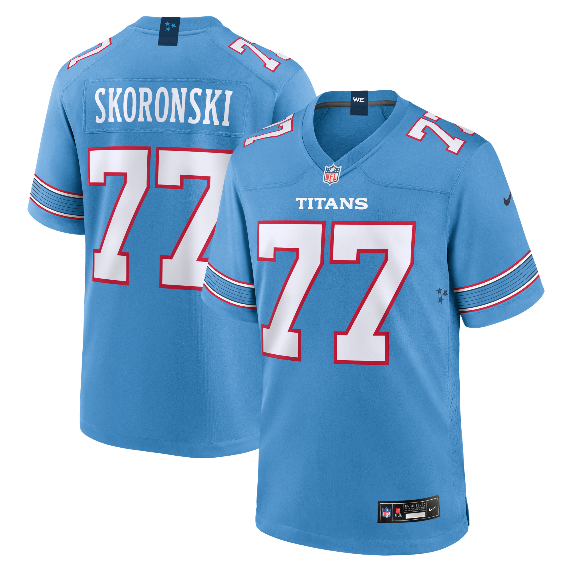 Peter Skoronski Tennessee Titans Game Jersey Light Blue NFL Football Fan Wear Peter Skoronski