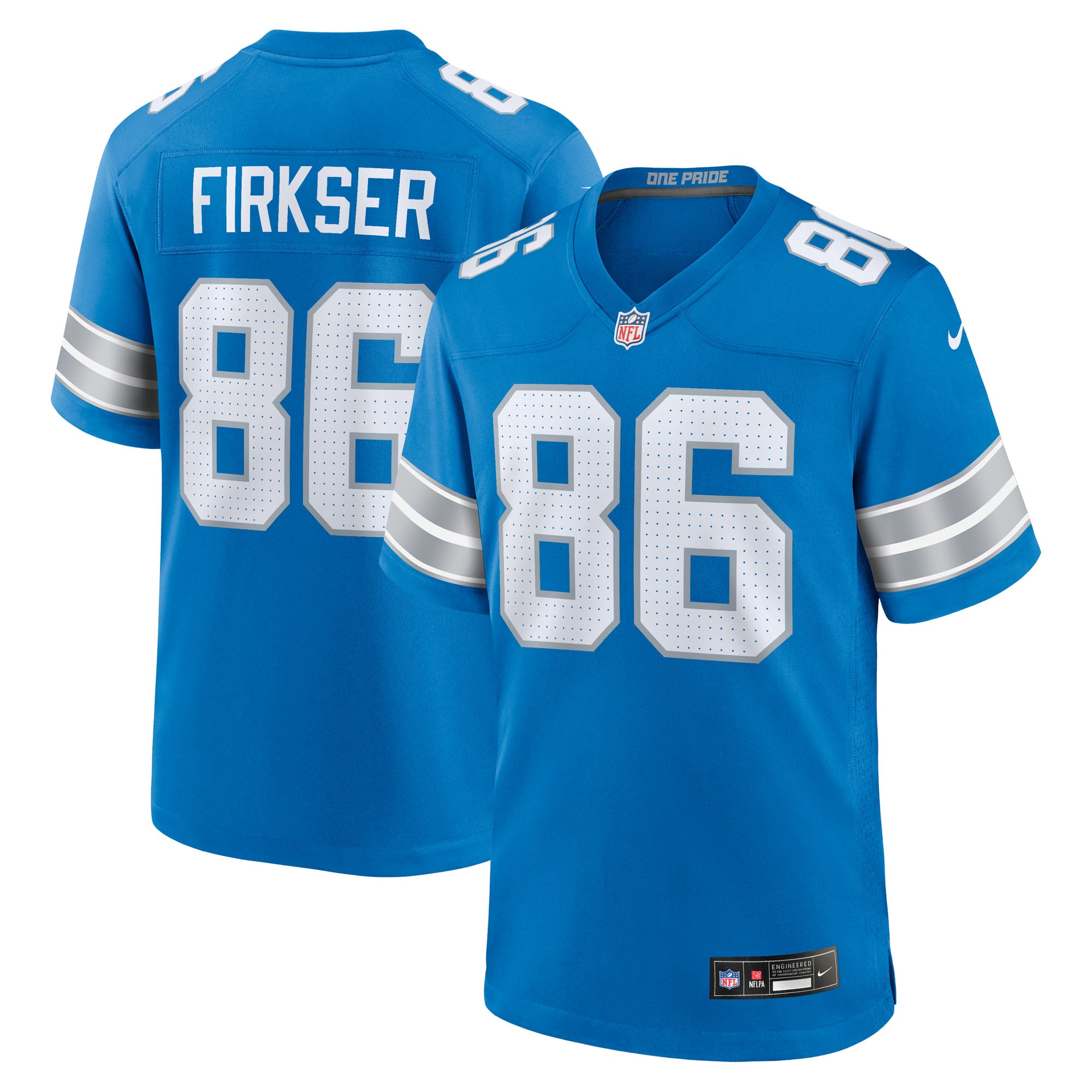 Anthony Firkser Detroit Lions Game Jersey Blue NFL Football Fan Wear Anthony Firkser