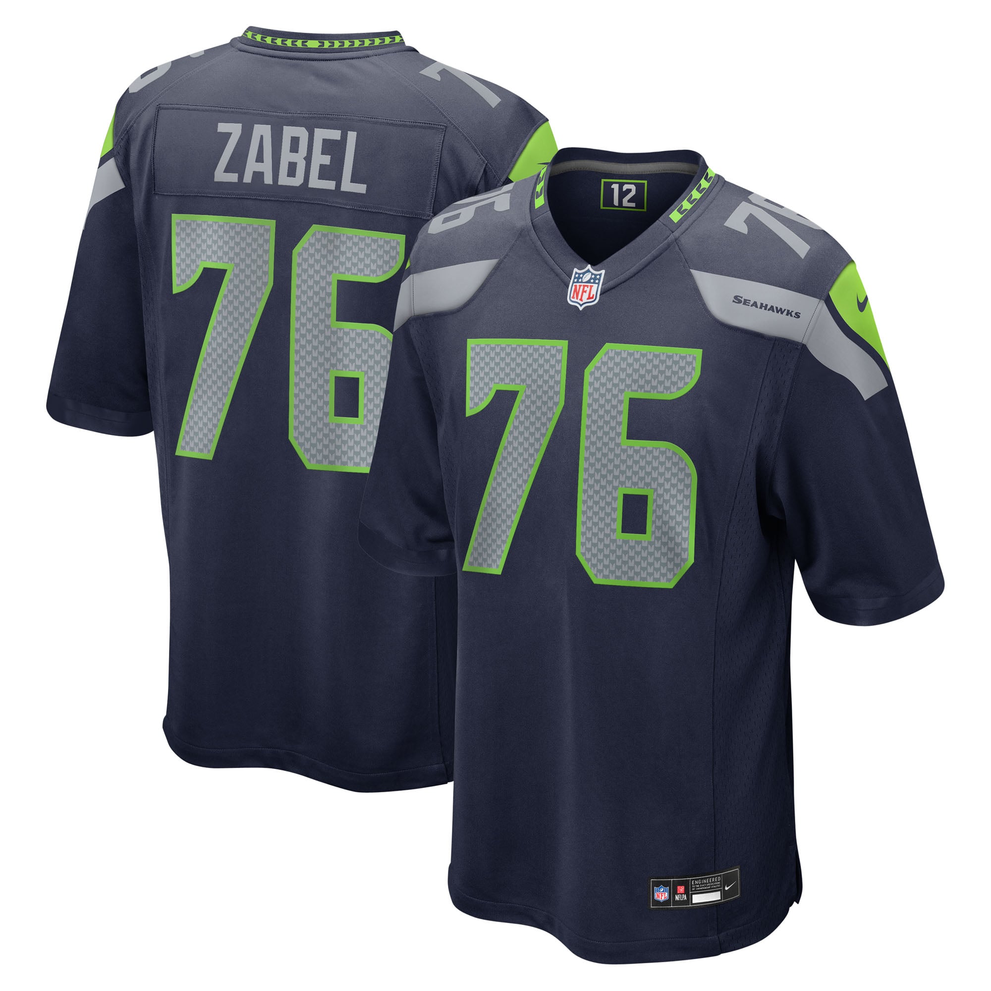 Grey Zabel Seattle Seahawks Game Jersey Grey NFL Football Fan Wear