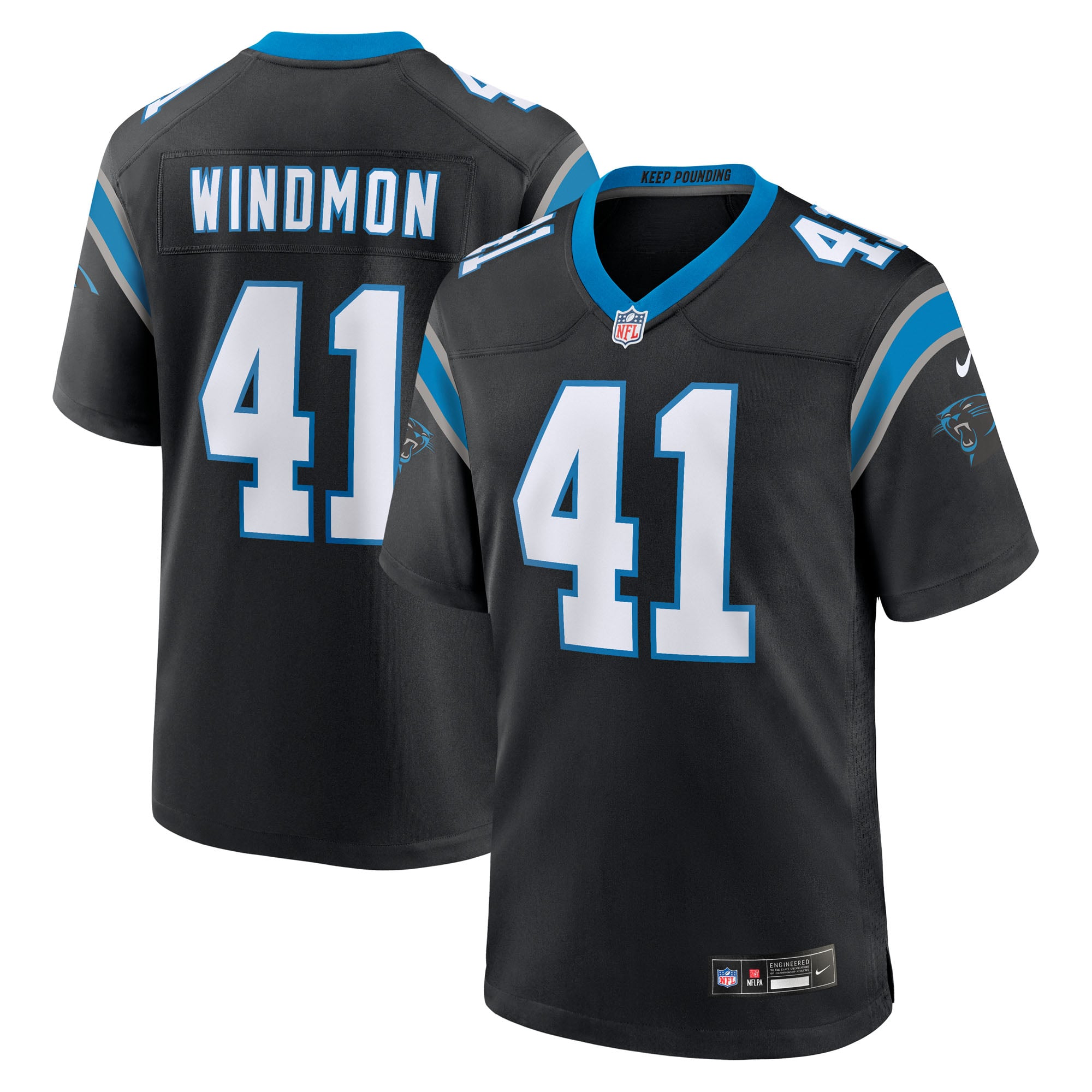 Jacoby Windmon Carolina Panthers Game Jersey Black NFL Football Fan Wear Jacoby Windmon