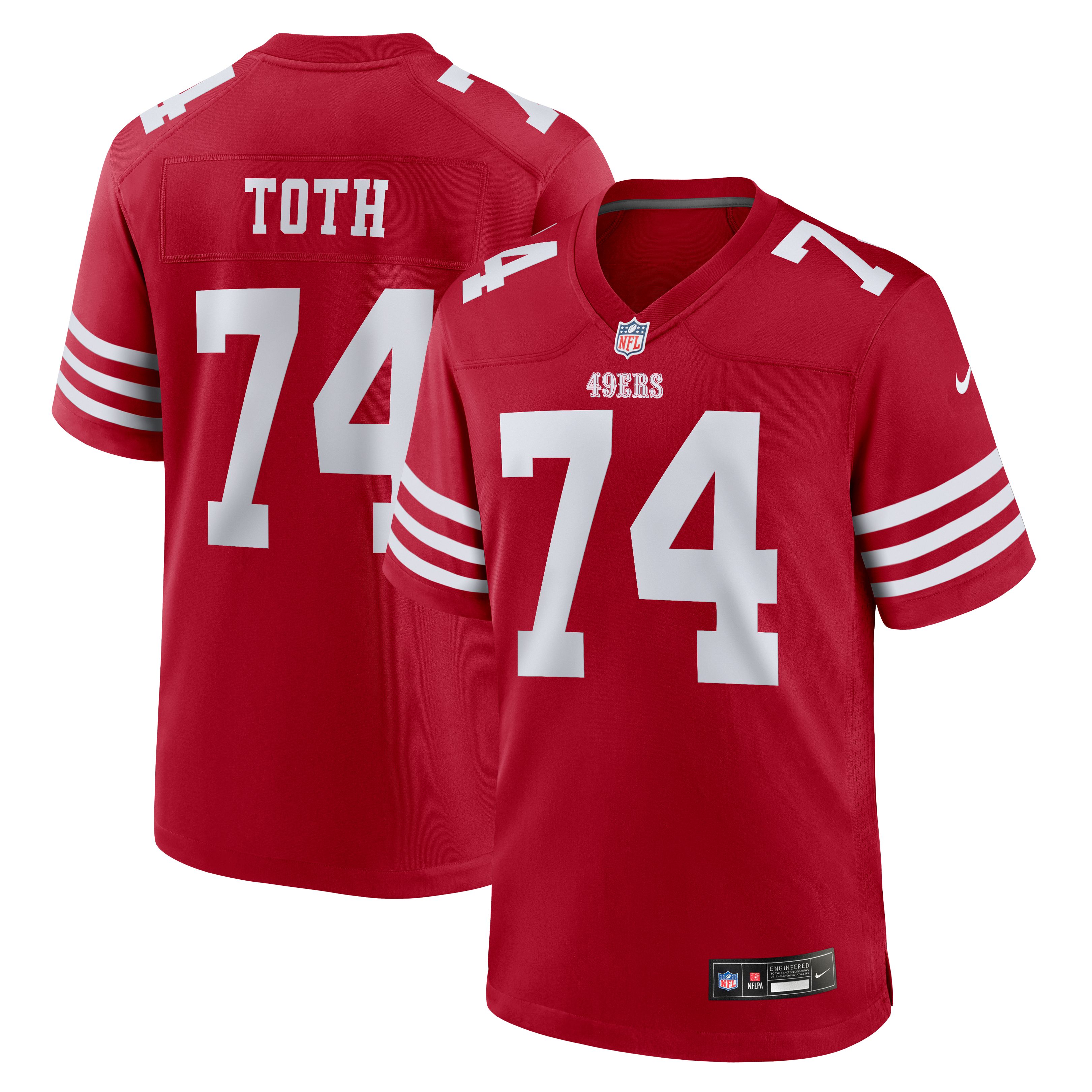 Brett Toth San Francisco 49ers Game Jersey Scarlet NFL Football Fan Wear