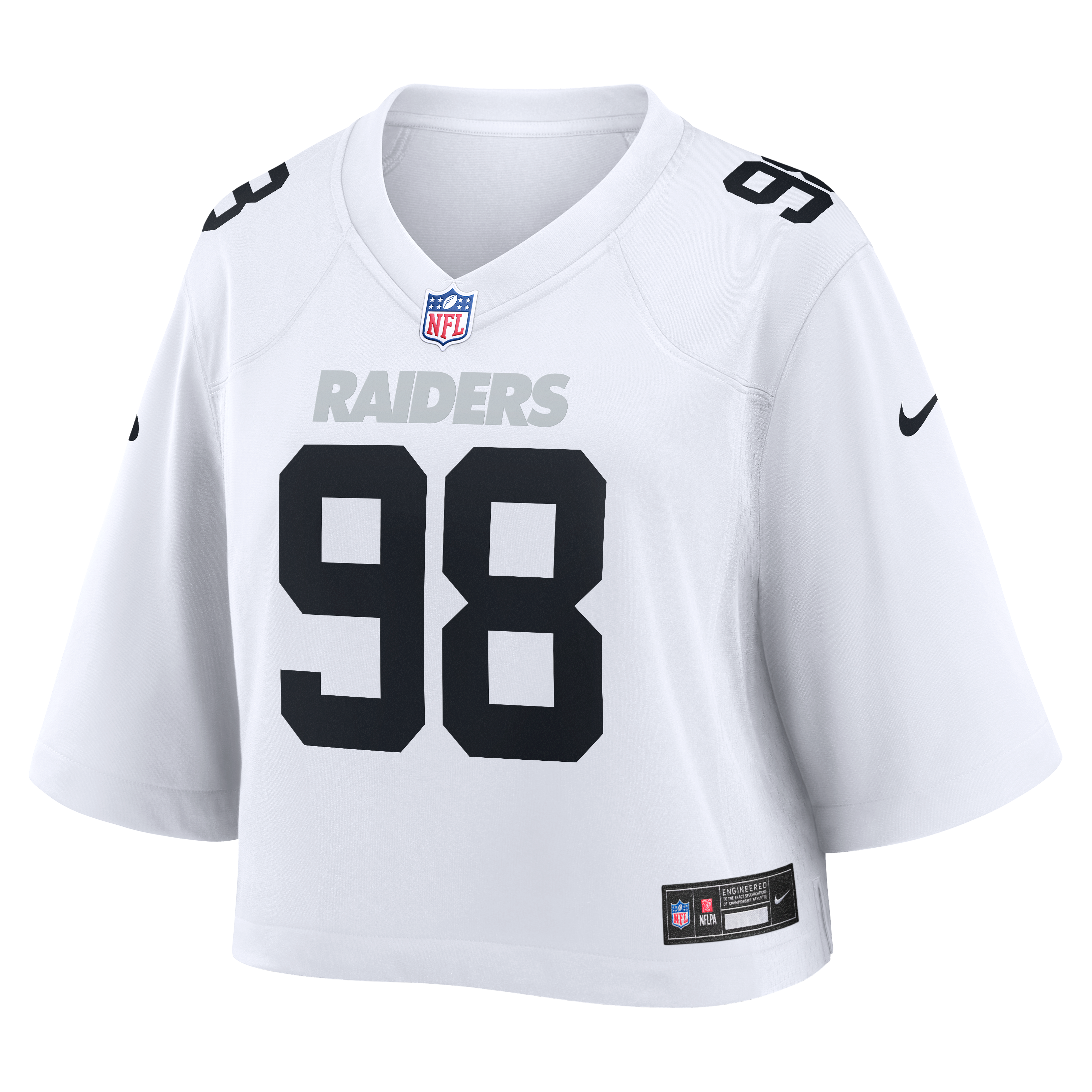 Maxx Crosby Cropped Las Vegas Raiders Game Jersey White NFL Football Fan Wear Maxx Crosby Cropped