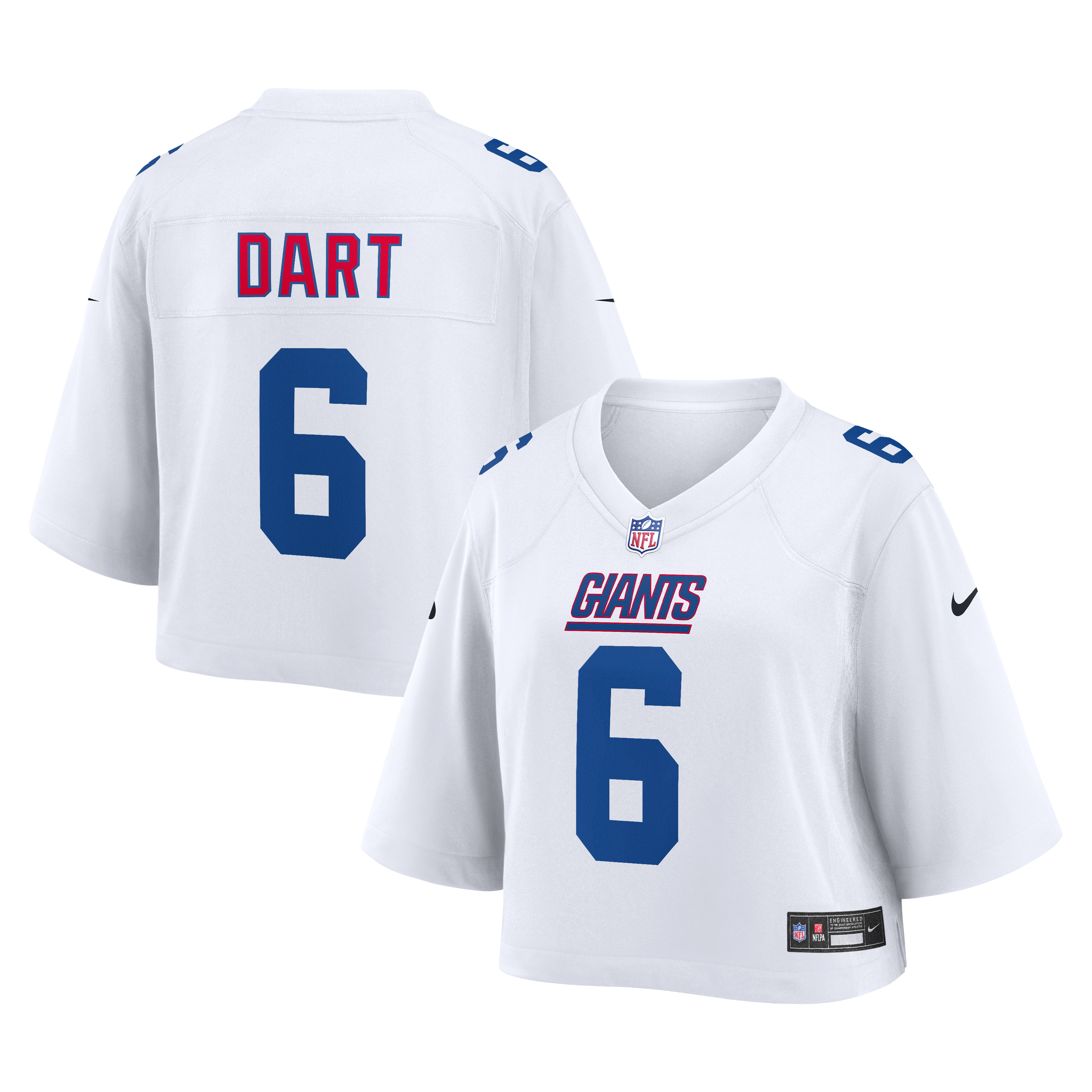 Cropped Jaxson Dart New York Giants Game Jersey White NFL Football Fan Wear