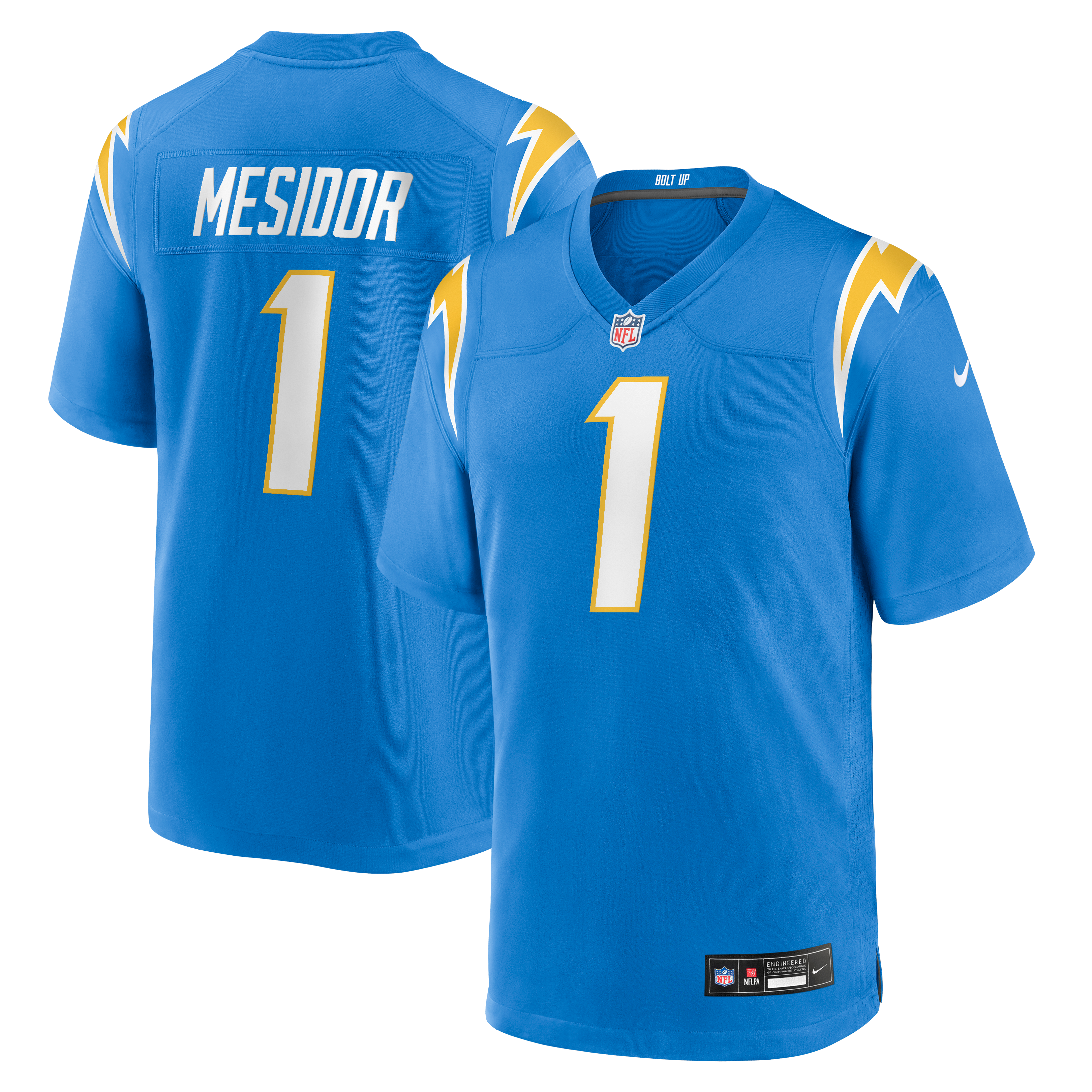 Akheem Mesidor Los Angeles Chargers Game Jersey Powder Blue NFL Football Fan Wear