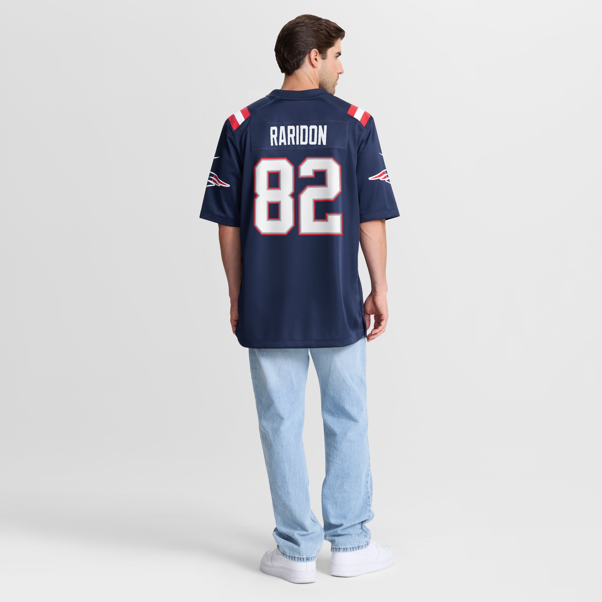 Eli Raridon New England Patriots Game Jersey Navy NFL Football Fan Wear Eli Raridon