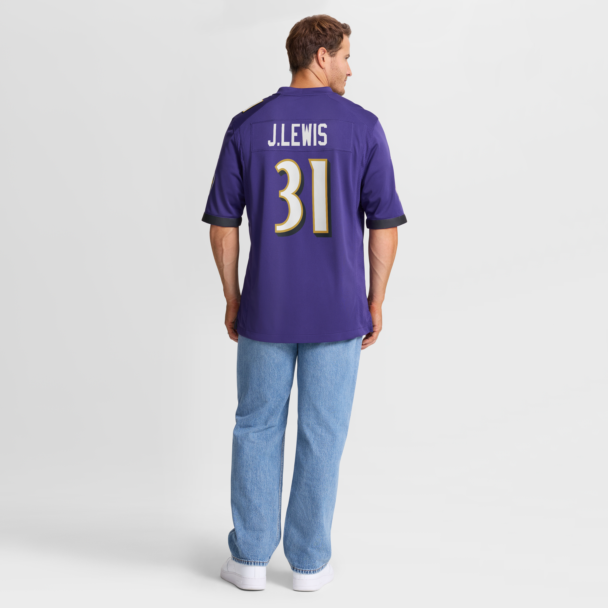 Retired Jamal Lewis Baltimore Ravens Player Jersey Purple NFL Football Fan Wear