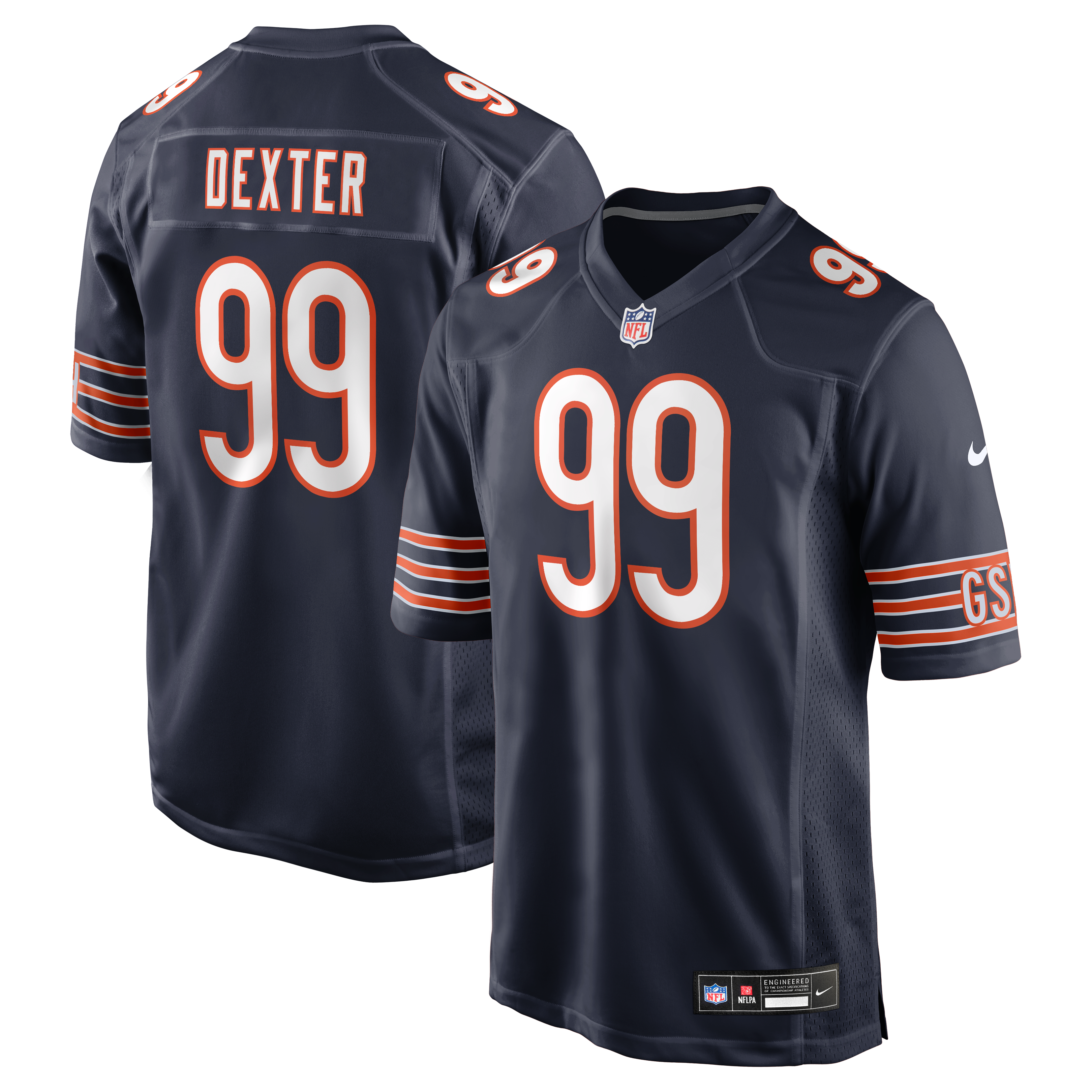 Gervon Dexter Sr Chicago Bears Game Jersey Navy NFL Football Fan Wear Gervon Dexter Sr