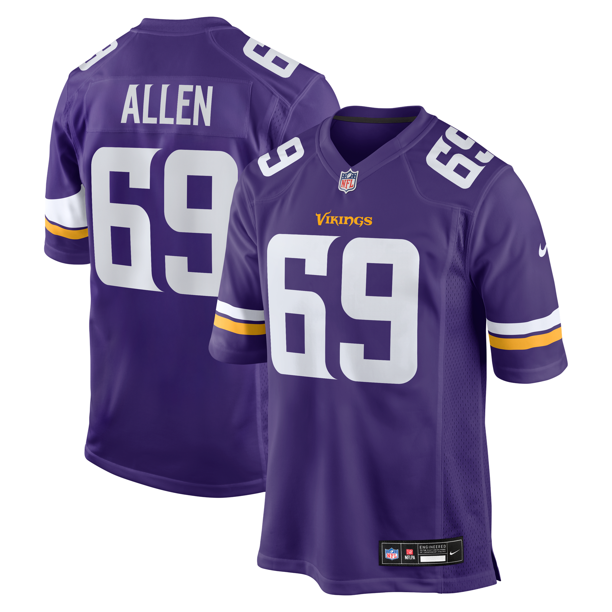 Retired Jared Allen Minnesota Vikings Player Jersey Purple NFL Football Fan Wear