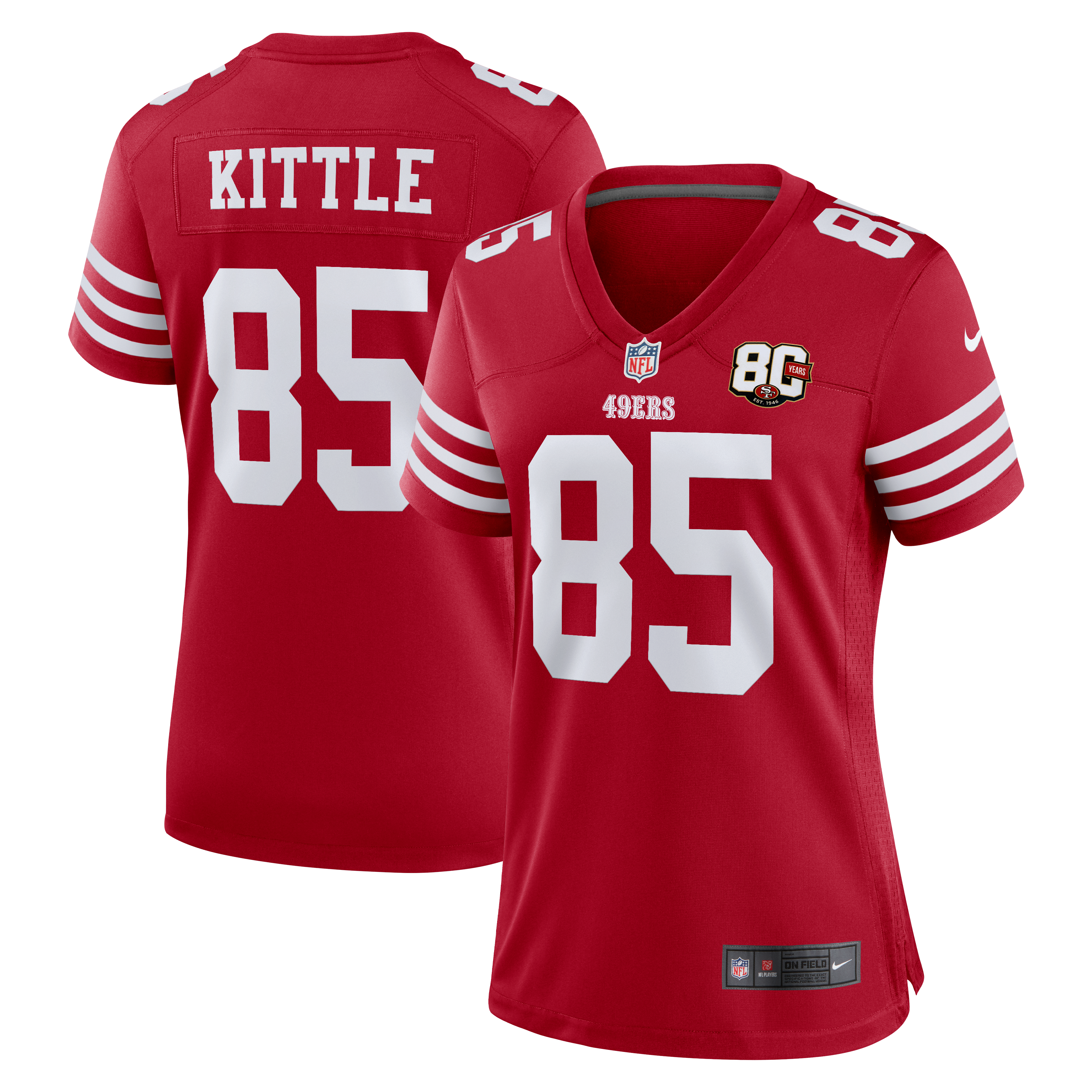 George Kittle San Francisco 49ers Game Jersey Scarlet NFL Football Fan Wear George Kittle