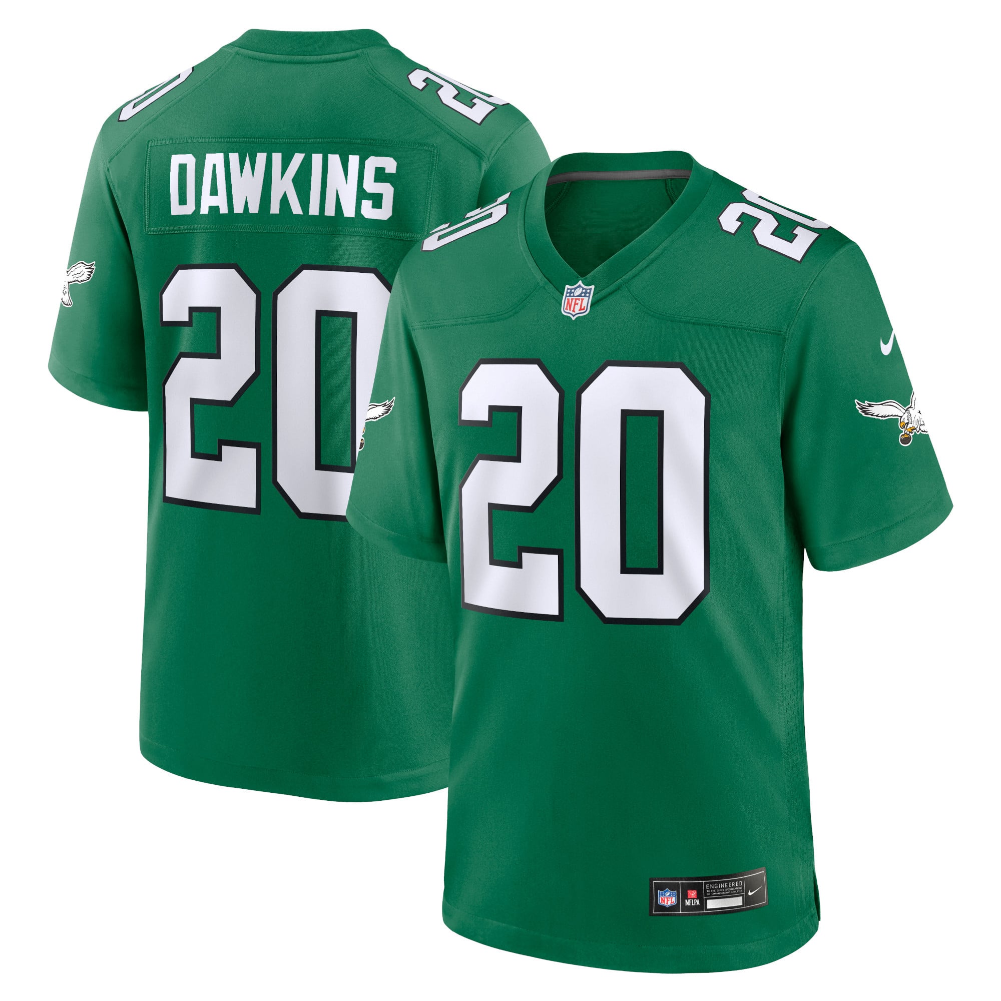 Brian Dawkins Retired Philadelphia Eagles Game Jersey Kelly Green NFL Football Fan Wear Brian Dawkins Retired