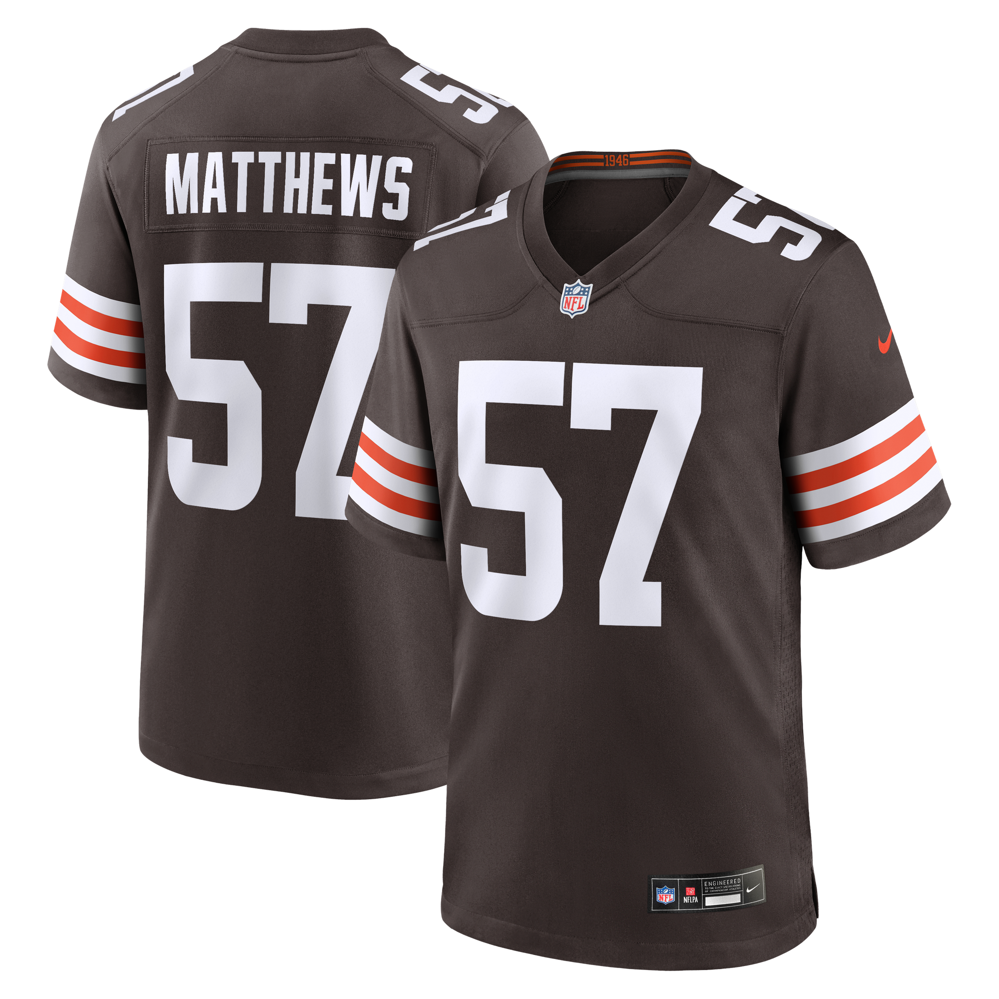 Retired Clay Matthews Cleveland Browns Player Jersey Brown NFL Football Fan Wear