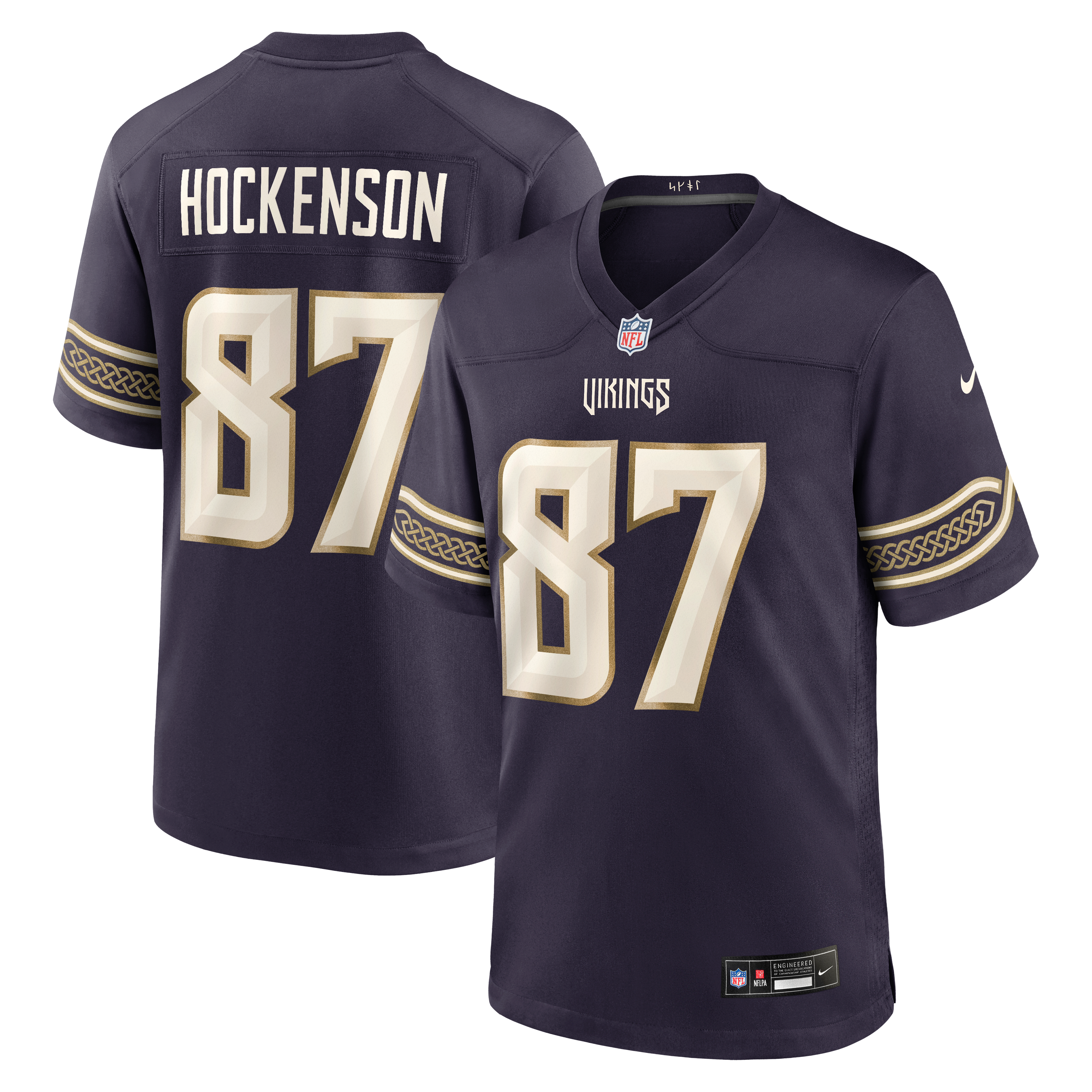 TJ Hockenson Minnesota Vikings Game Jersey Purple NFL Football Fan Wear TJ Hockenson