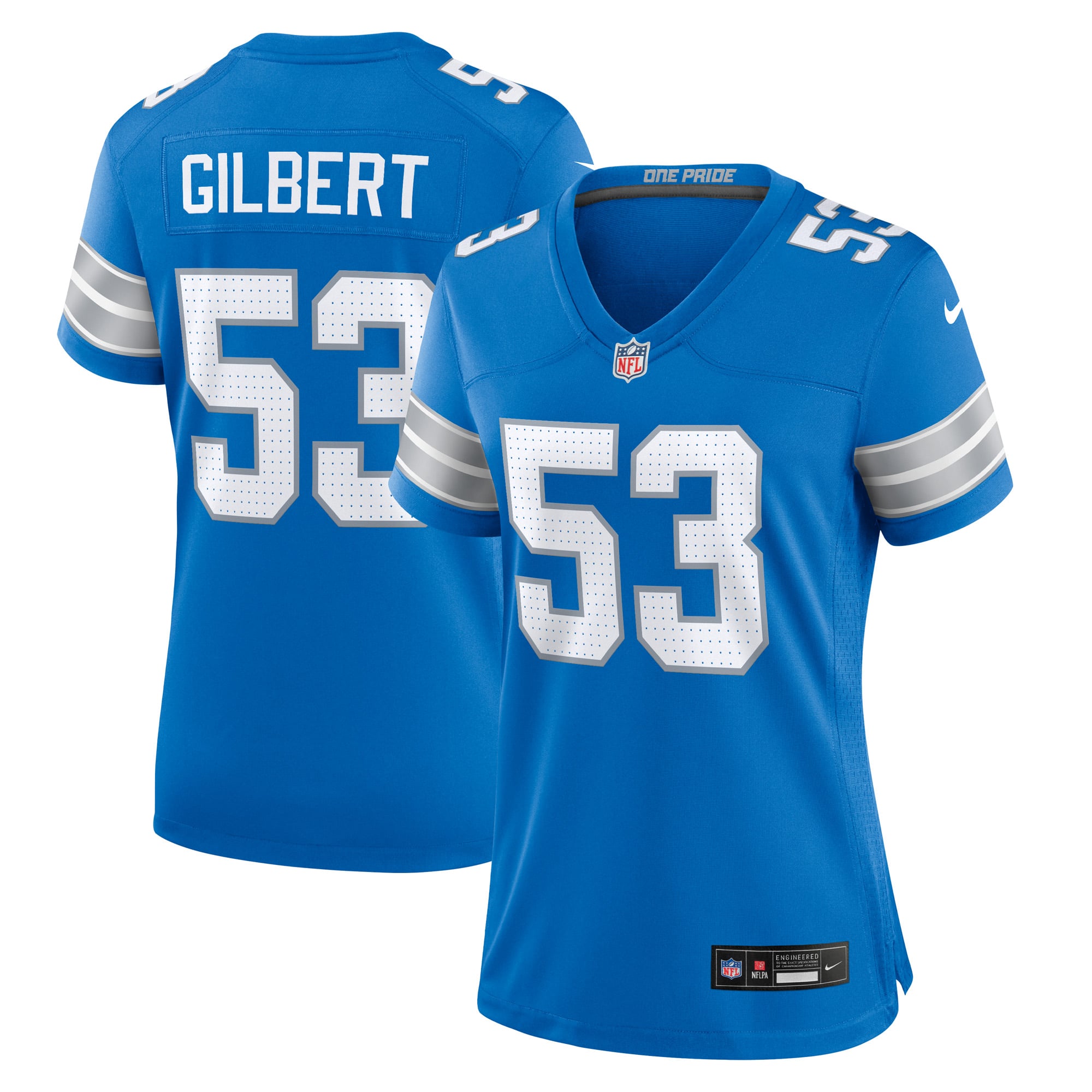 DaRon Gilbert Detroit Lions Game Jersey Blue NFL Football Fan Wear